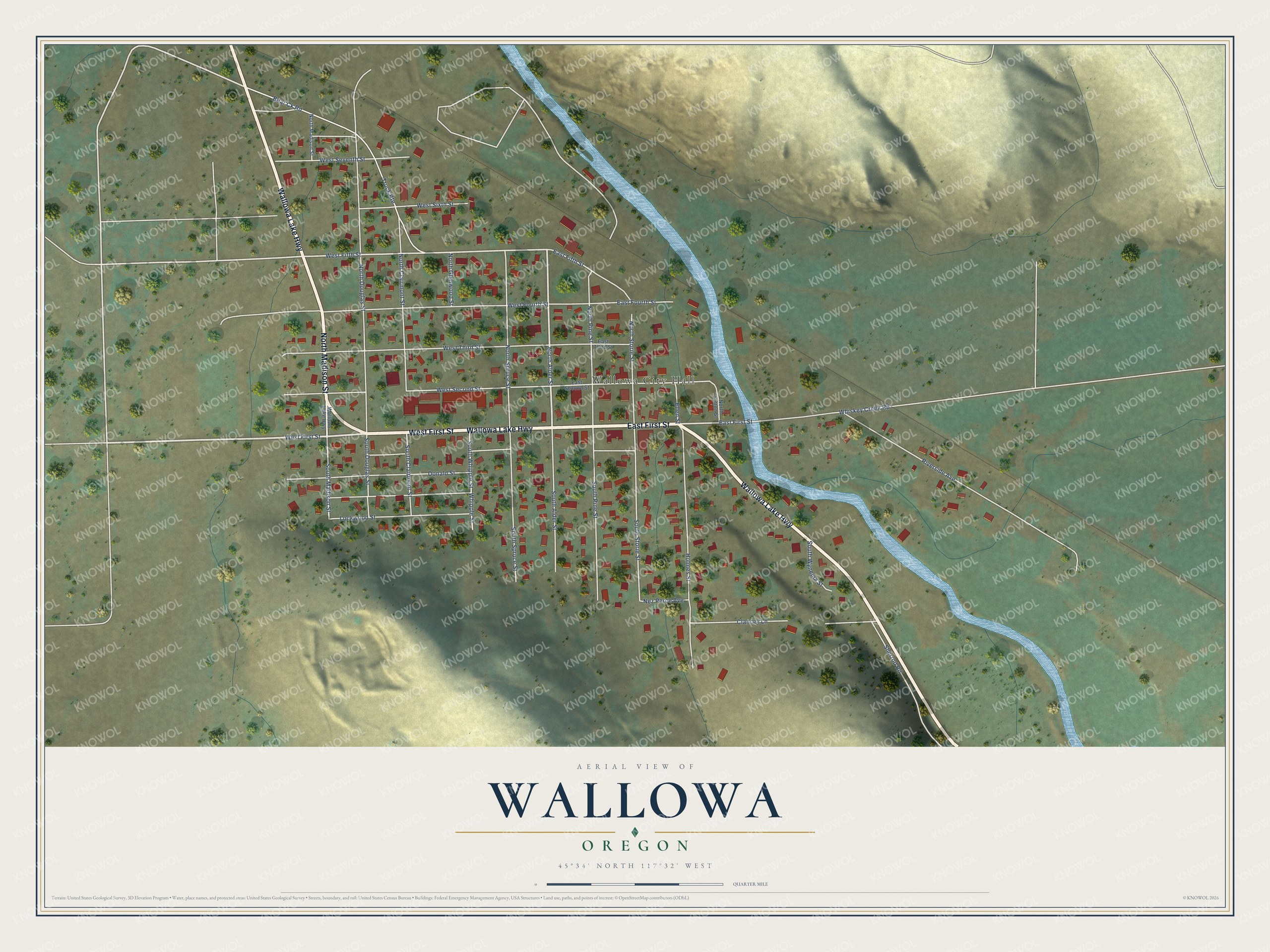 Watermarked full-map preview of Wallowa, Oregon