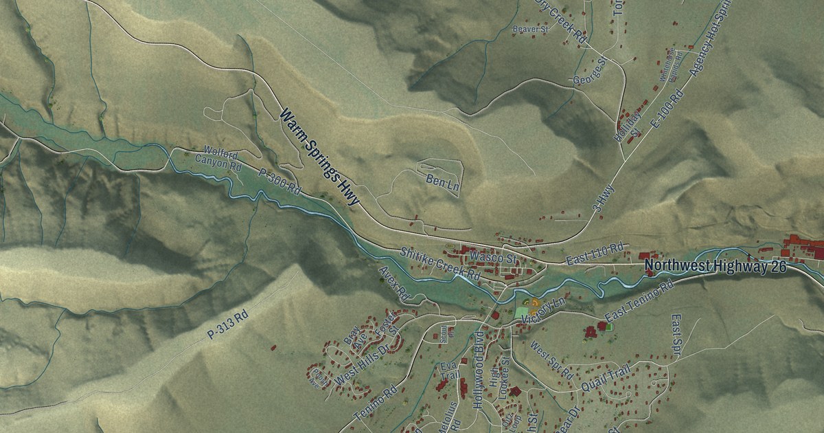 Map of Warm Springs, Oregon in 2026