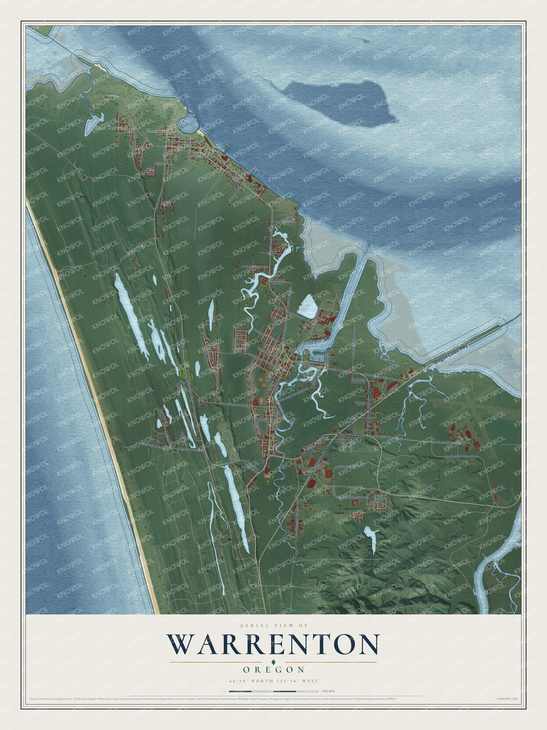 Watermarked full-map preview of Warrenton, Oregon
