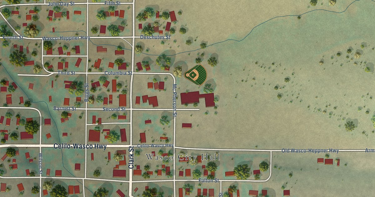 Map of Wasco, Oregon in 2026