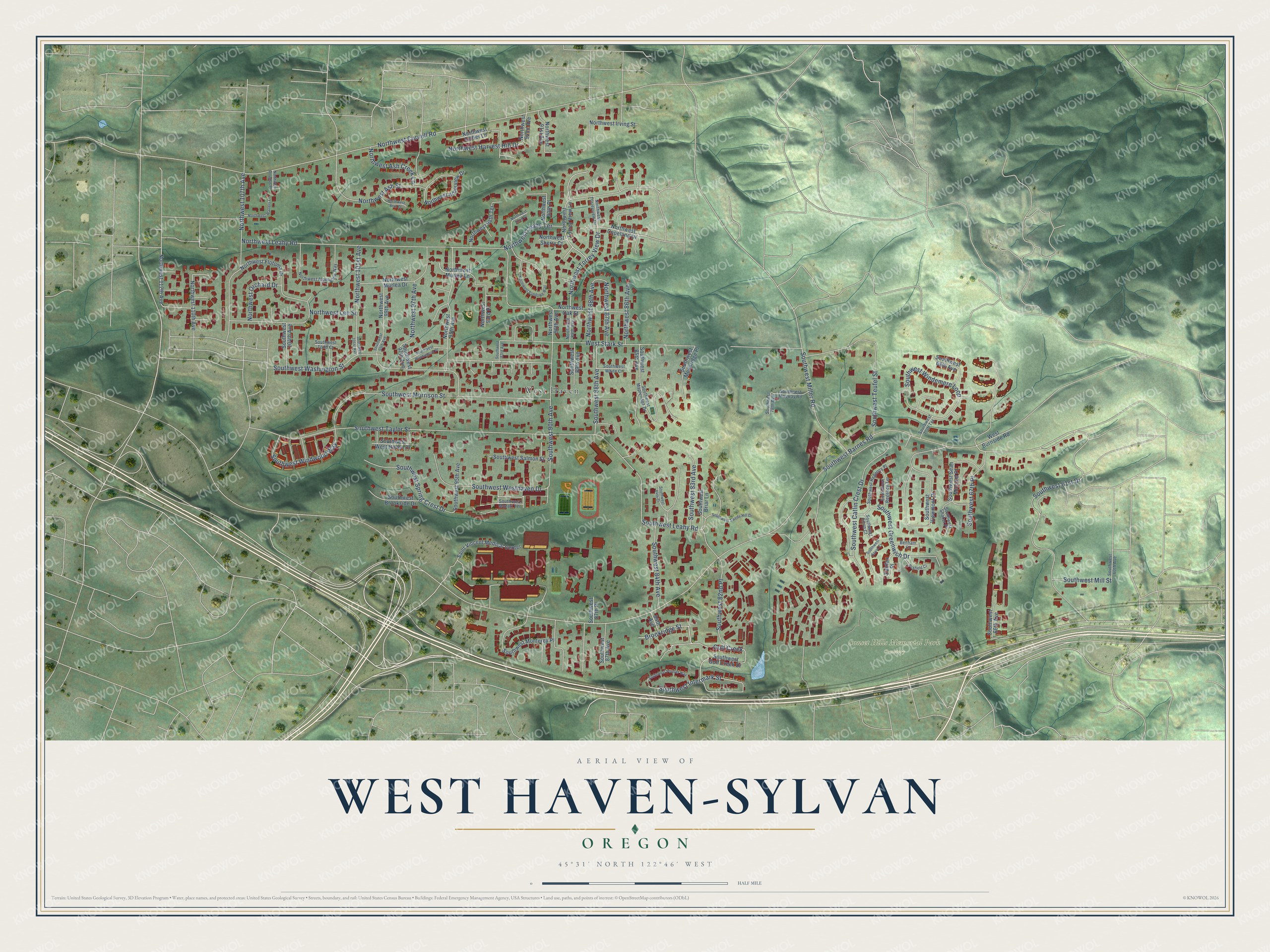 Watermarked full-map preview of West Haven-Sylvan, Oregon