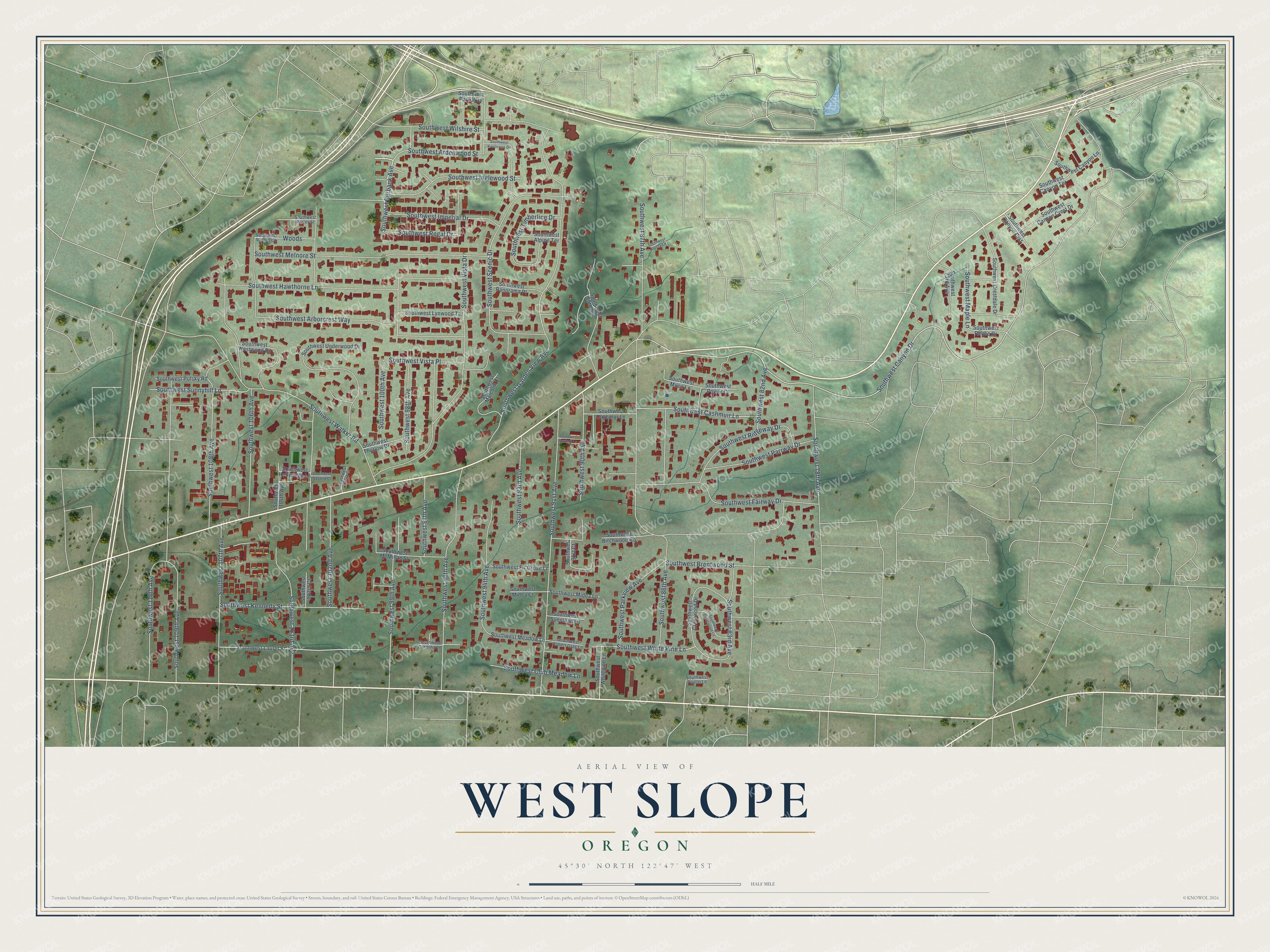 Watermarked full-map preview of West Slope, Oregon