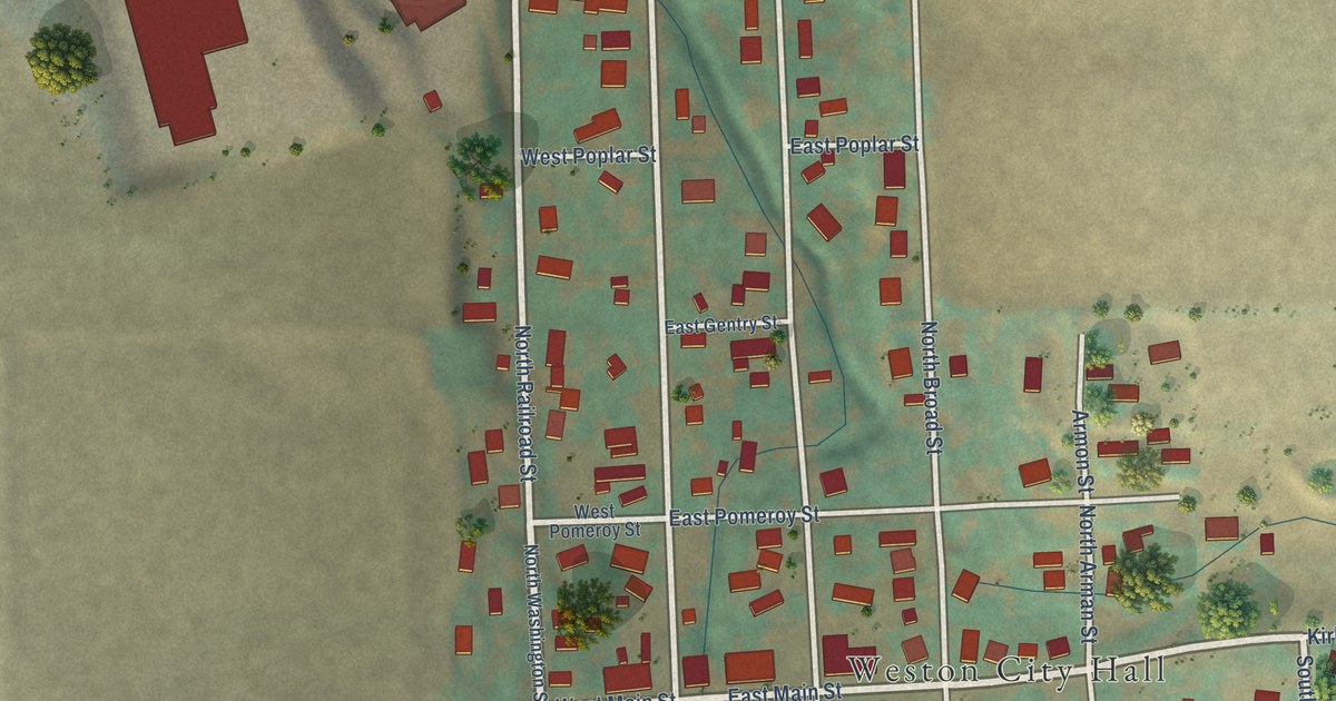 Map of Weston, Oregon in 2026