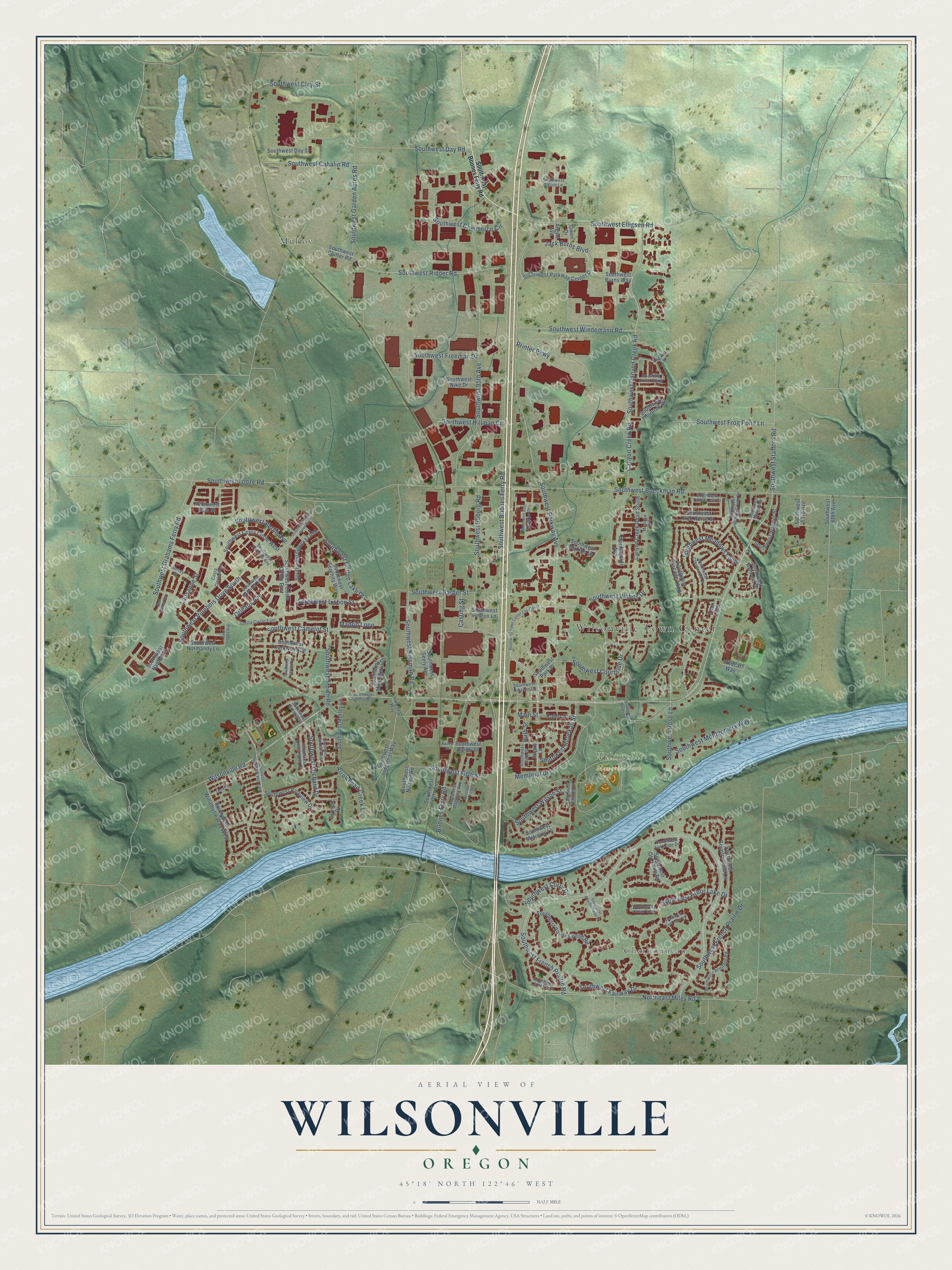 Watermarked full-map preview of Wilsonville, Oregon