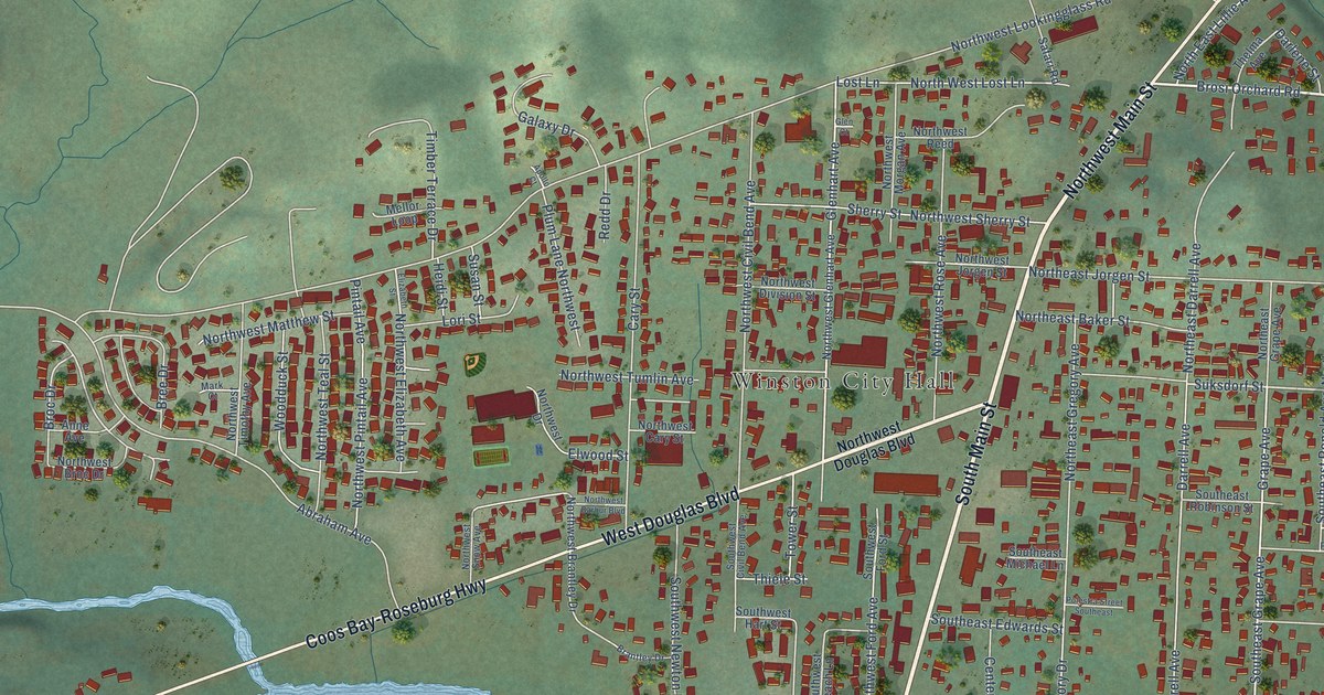 Map of Winston, Oregon in 2026