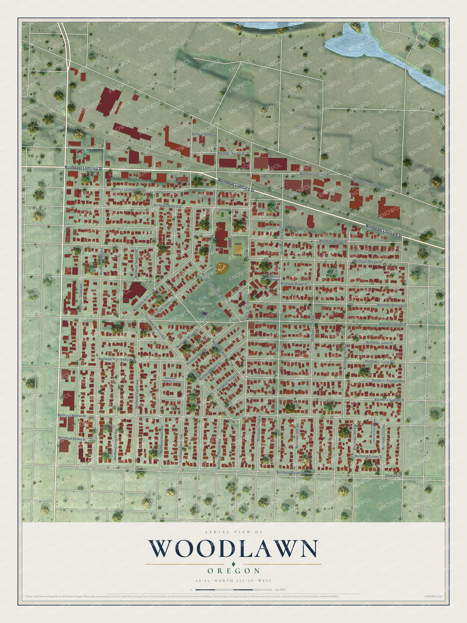 Watermarked full-map preview of Woodlawn, Oregon
