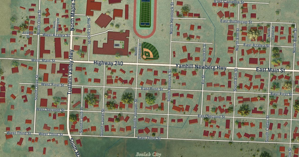 Map of Yamhill, Oregon in 2026