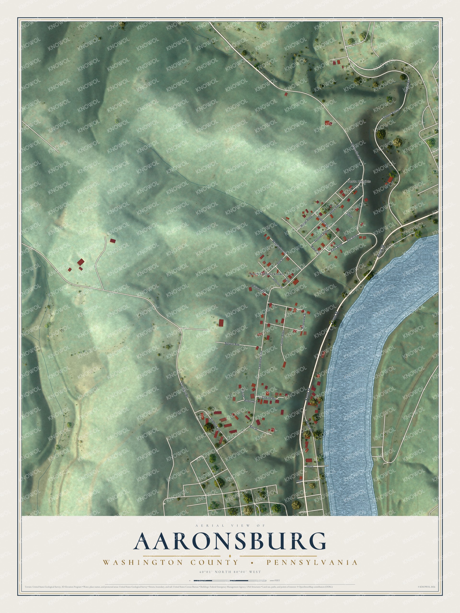 Watermarked full-map preview of Aaronsburg, Pennsylvania