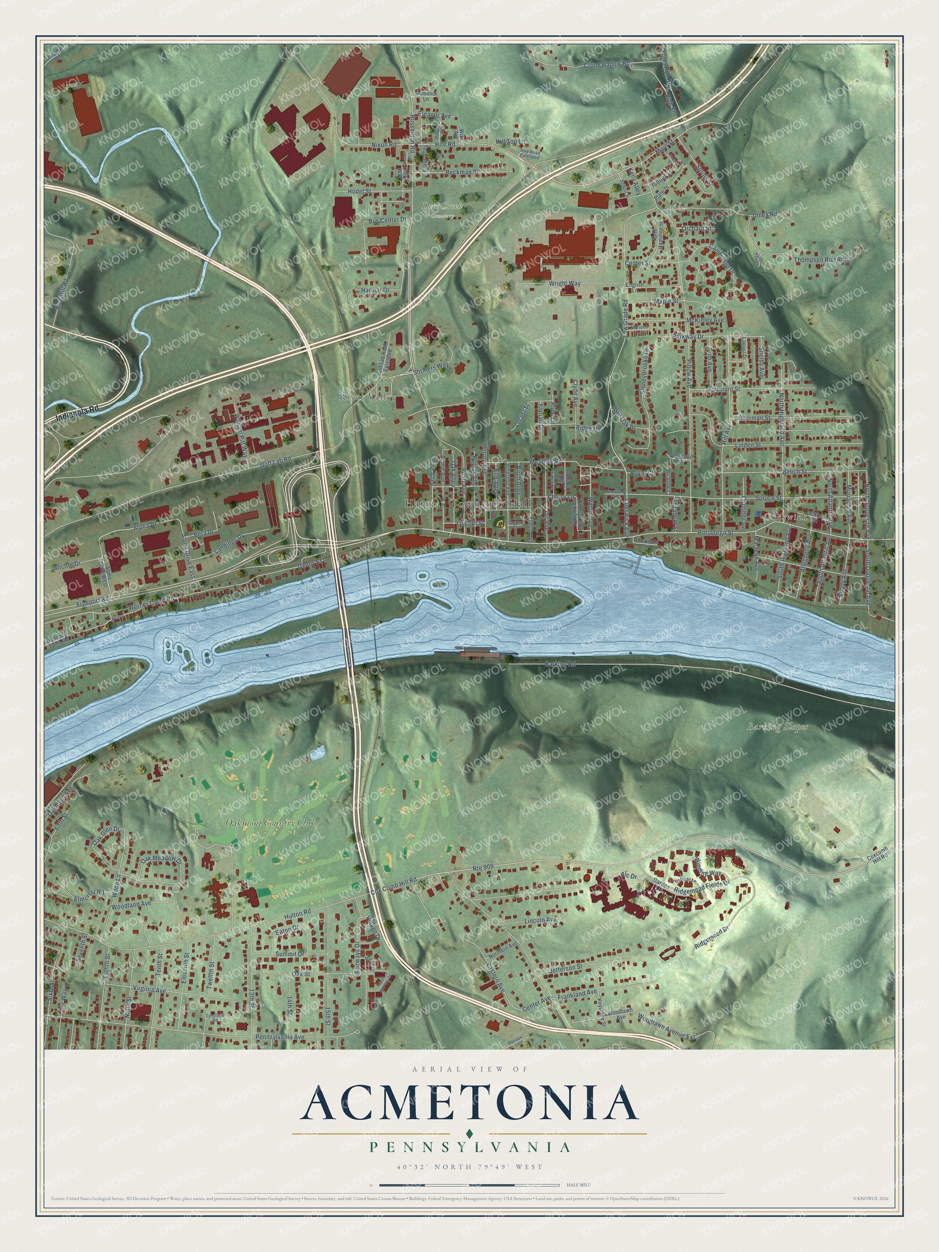 Watermarked full-map preview of Acmetonia, Pennsylvania