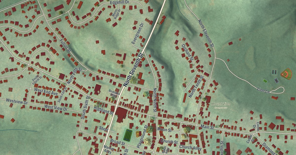 Map of Akron, Pennsylvania in 2026