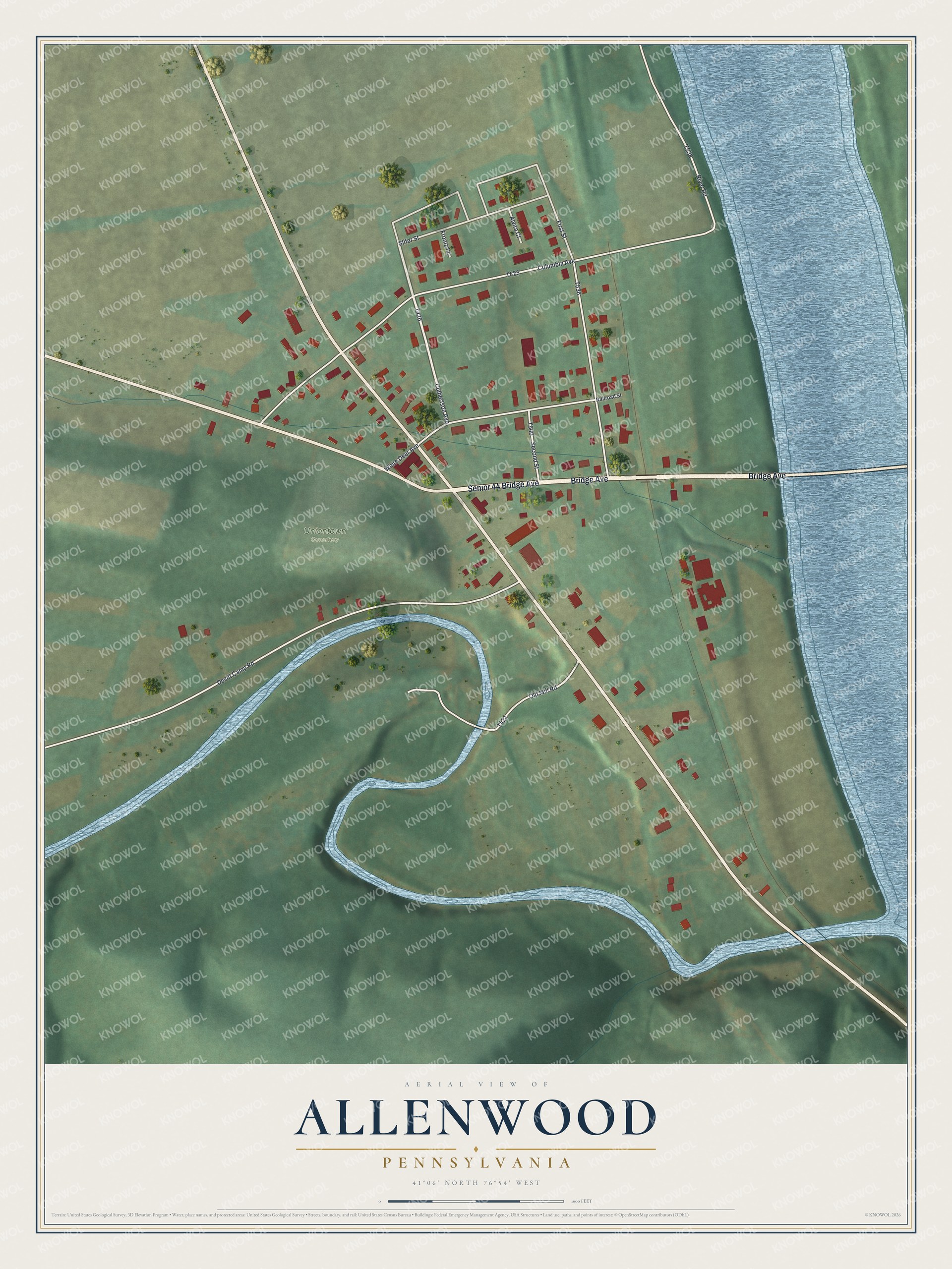 Watermarked full-map preview of Allenwood, Pennsylvania