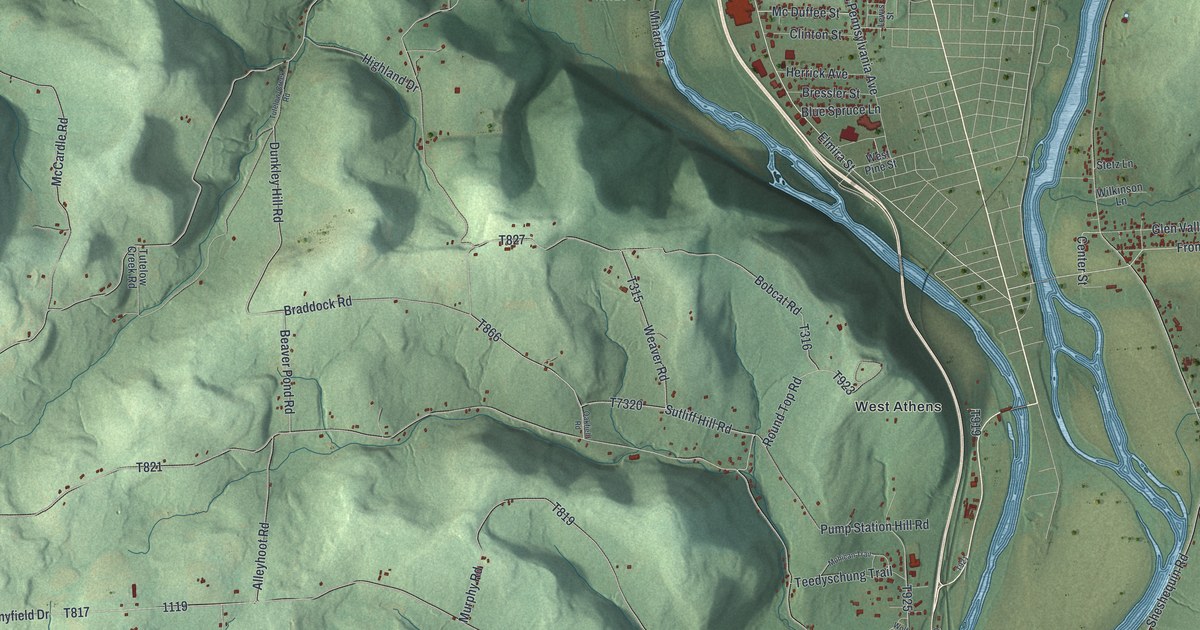 Map of Athens Township, Bradford County, Pennsylvania in 2026