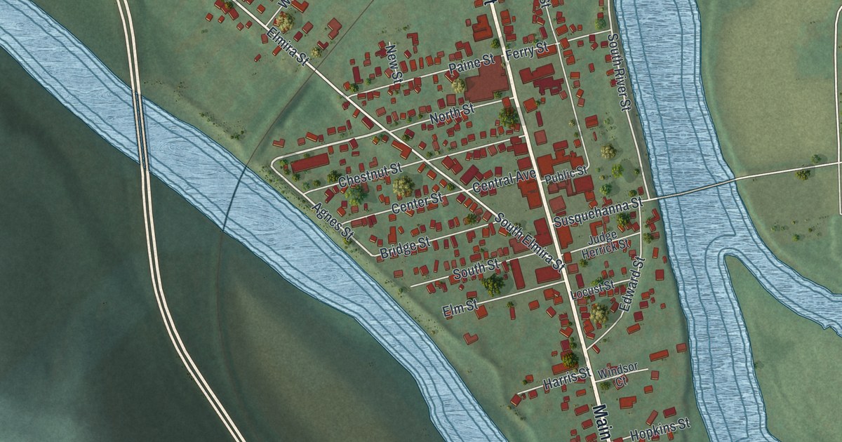 Map of Athens Borough, Bradford County, Pennsylvania in 2026
