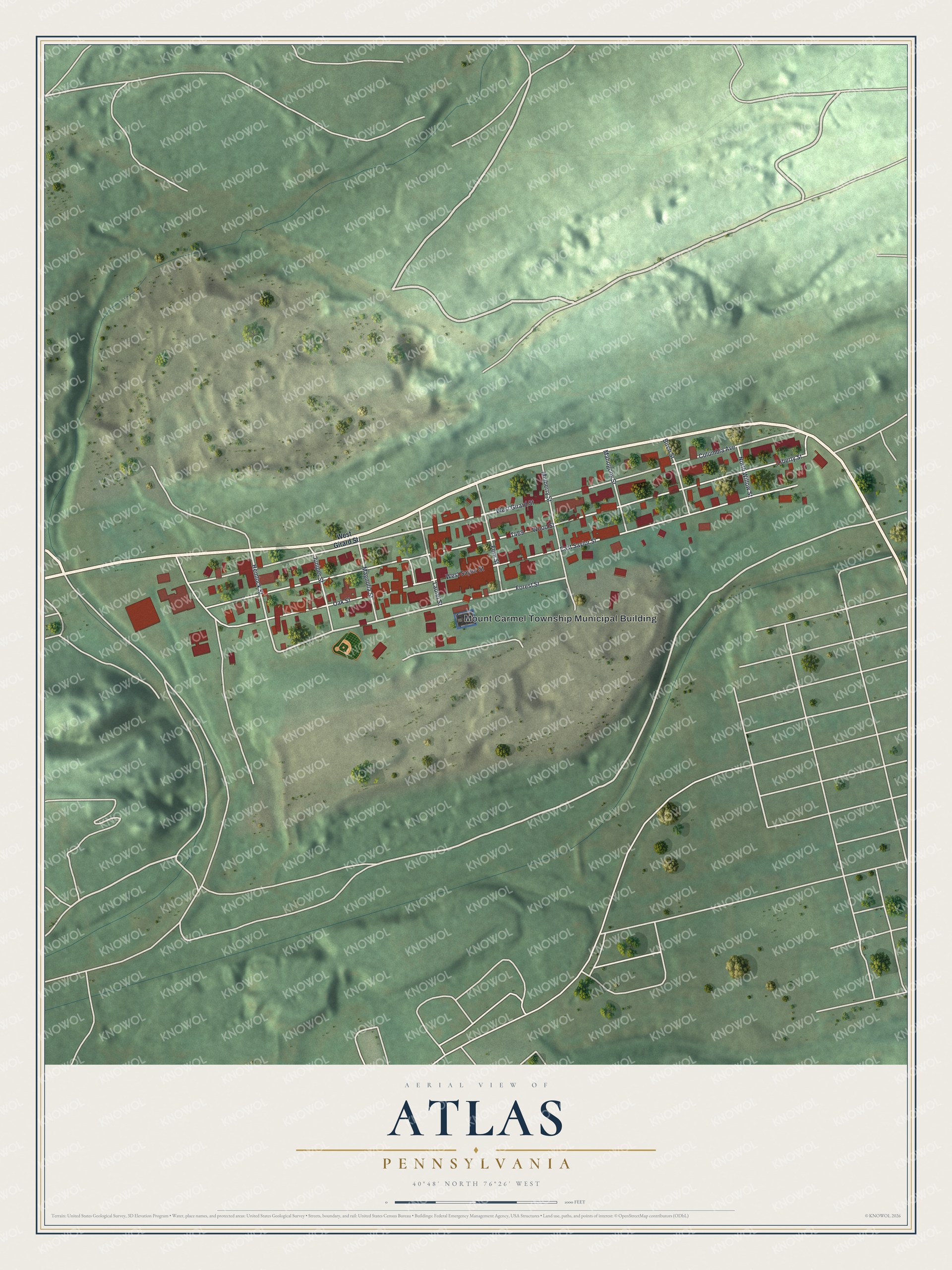 Watermarked full-map preview of Atlas, Pennsylvania