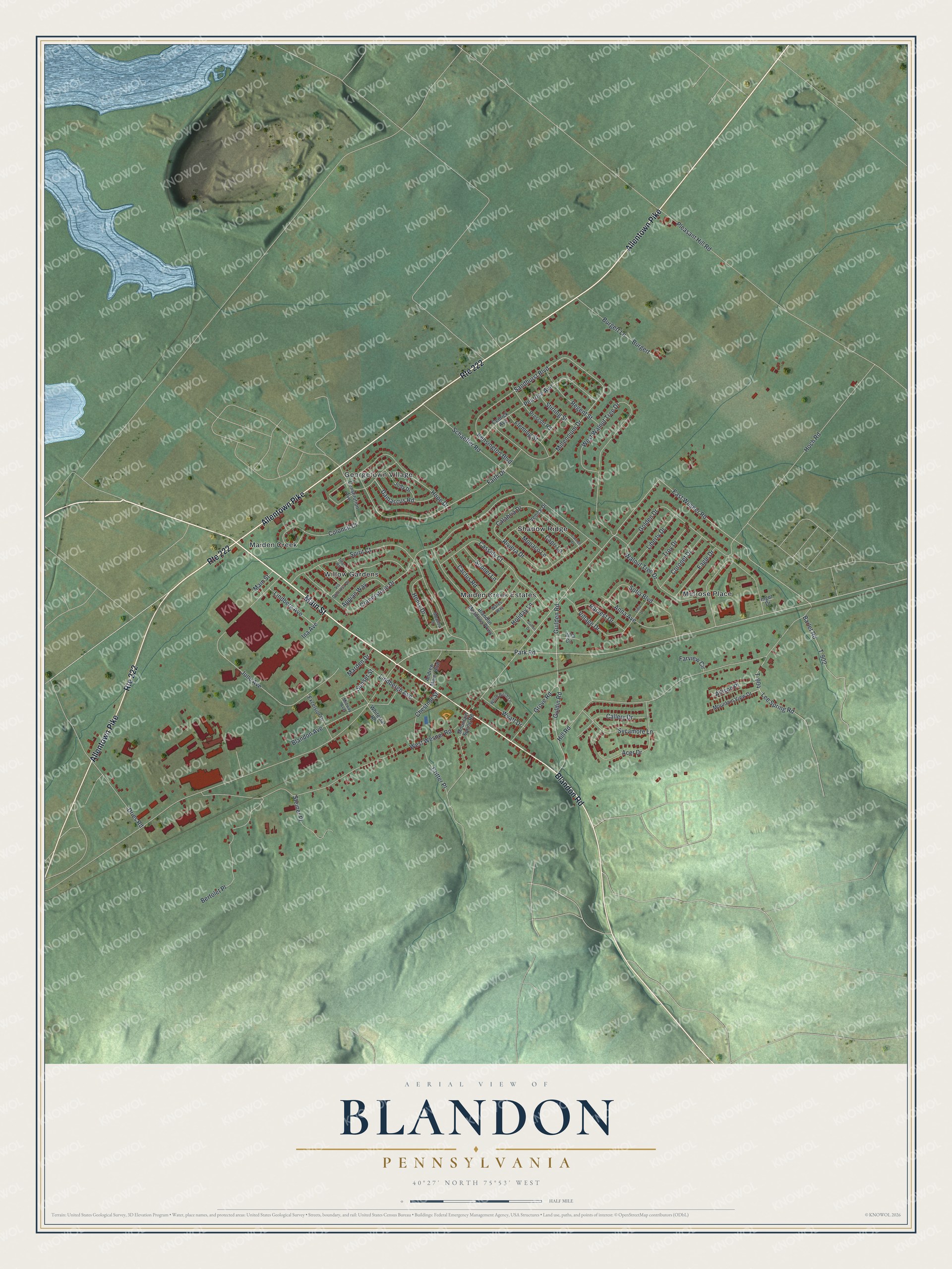 Watermarked full-map preview of Blandon, Pennsylvania