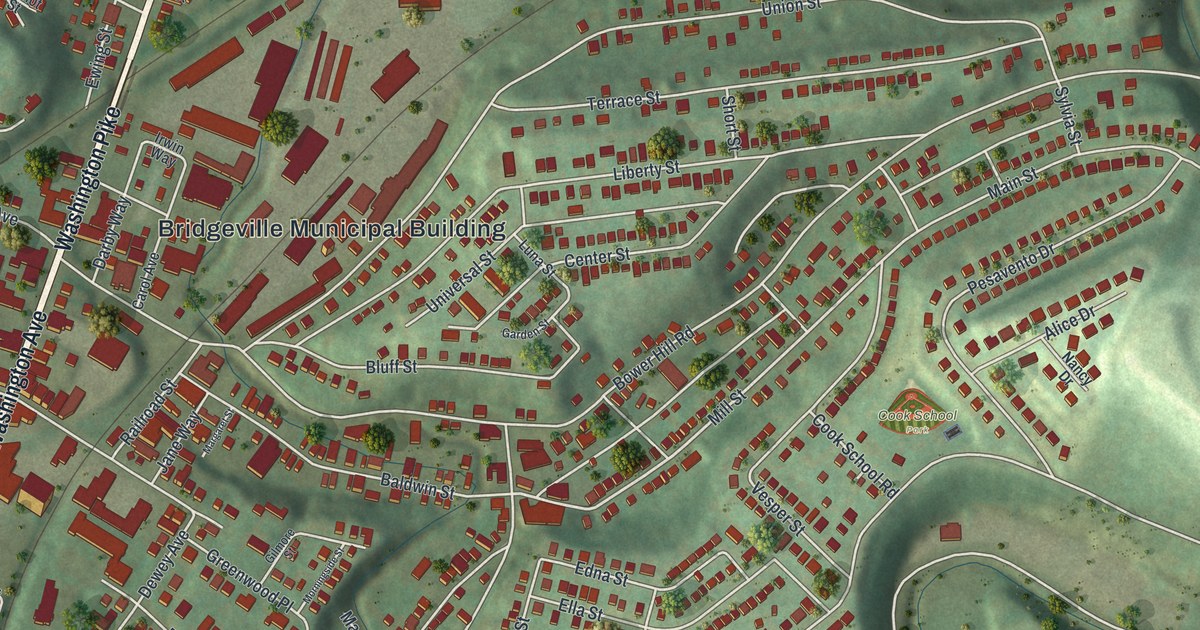 Map of Bridgeville, Pennsylvania in 2026