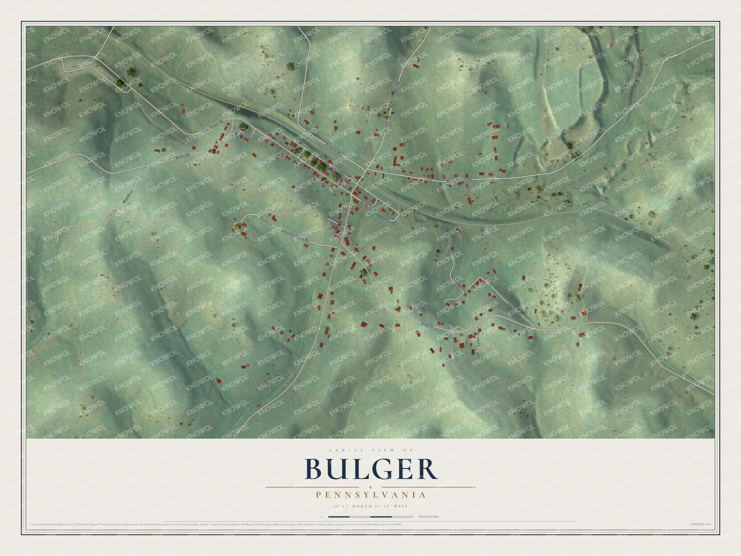 Watermarked full-map preview of Bulger, Pennsylvania