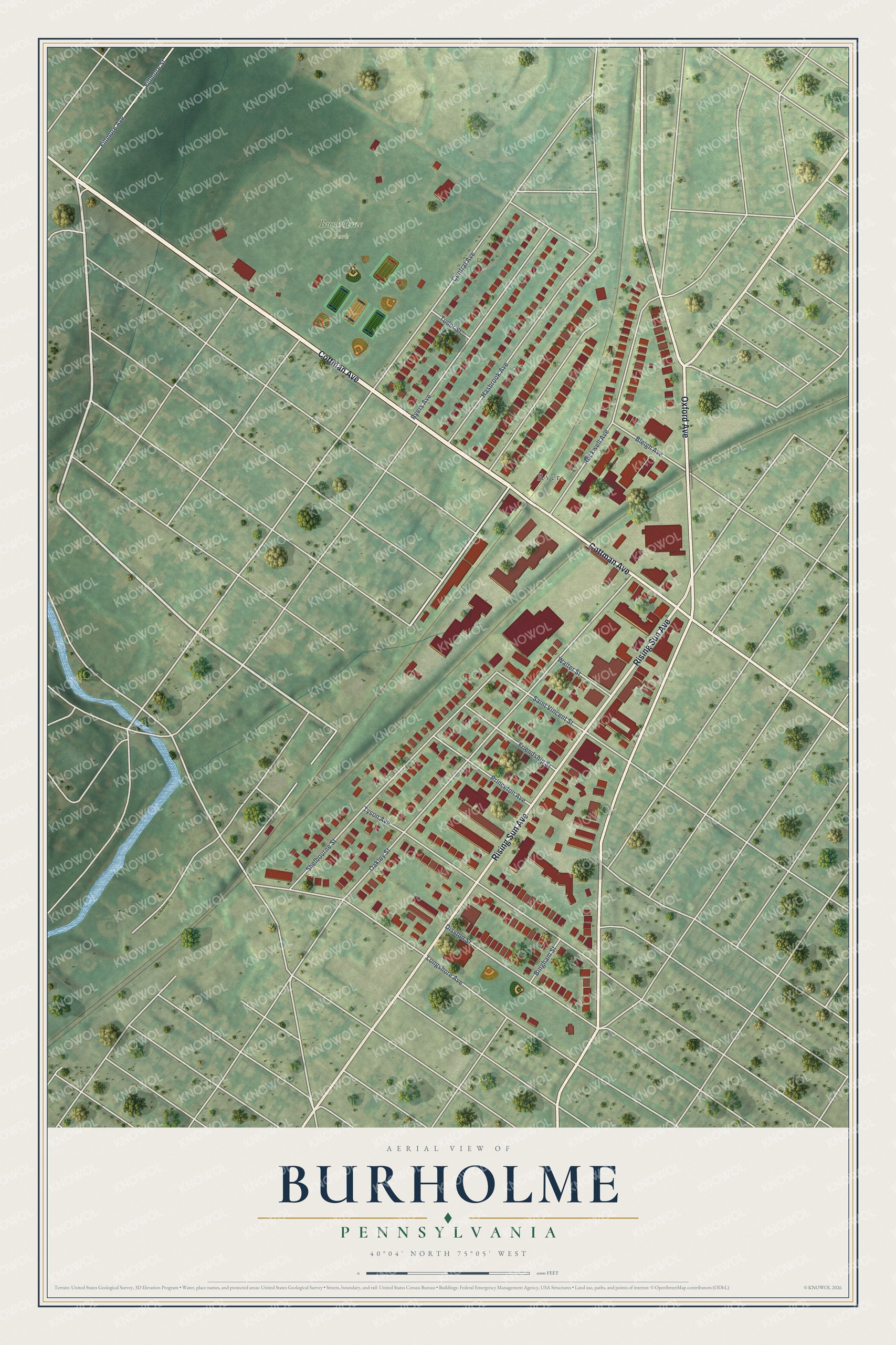 Watermarked full-map preview of Burholme, Pennsylvania