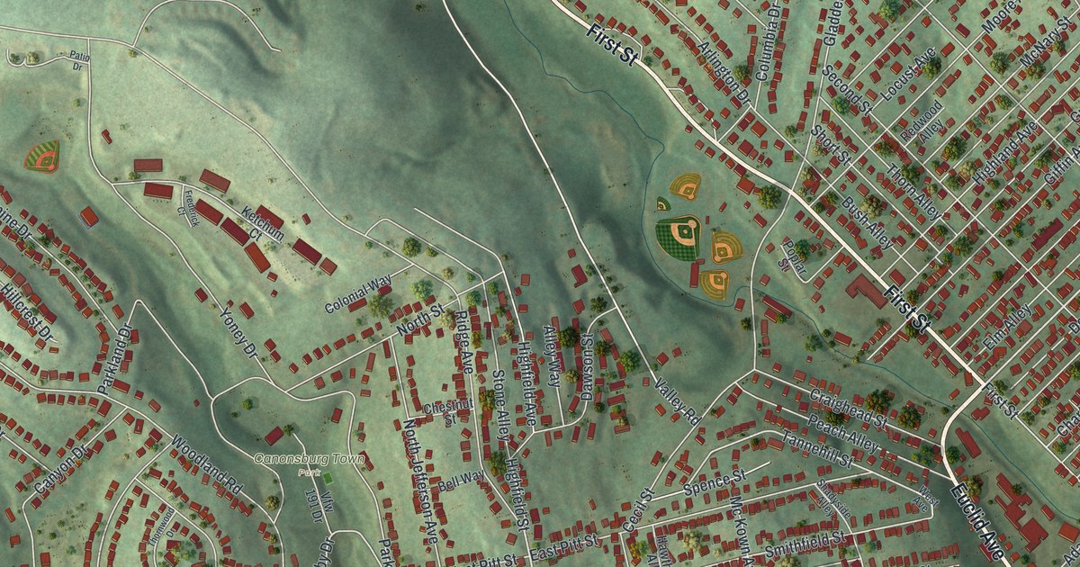 Map of Canonsburg, Pennsylvania in 2026