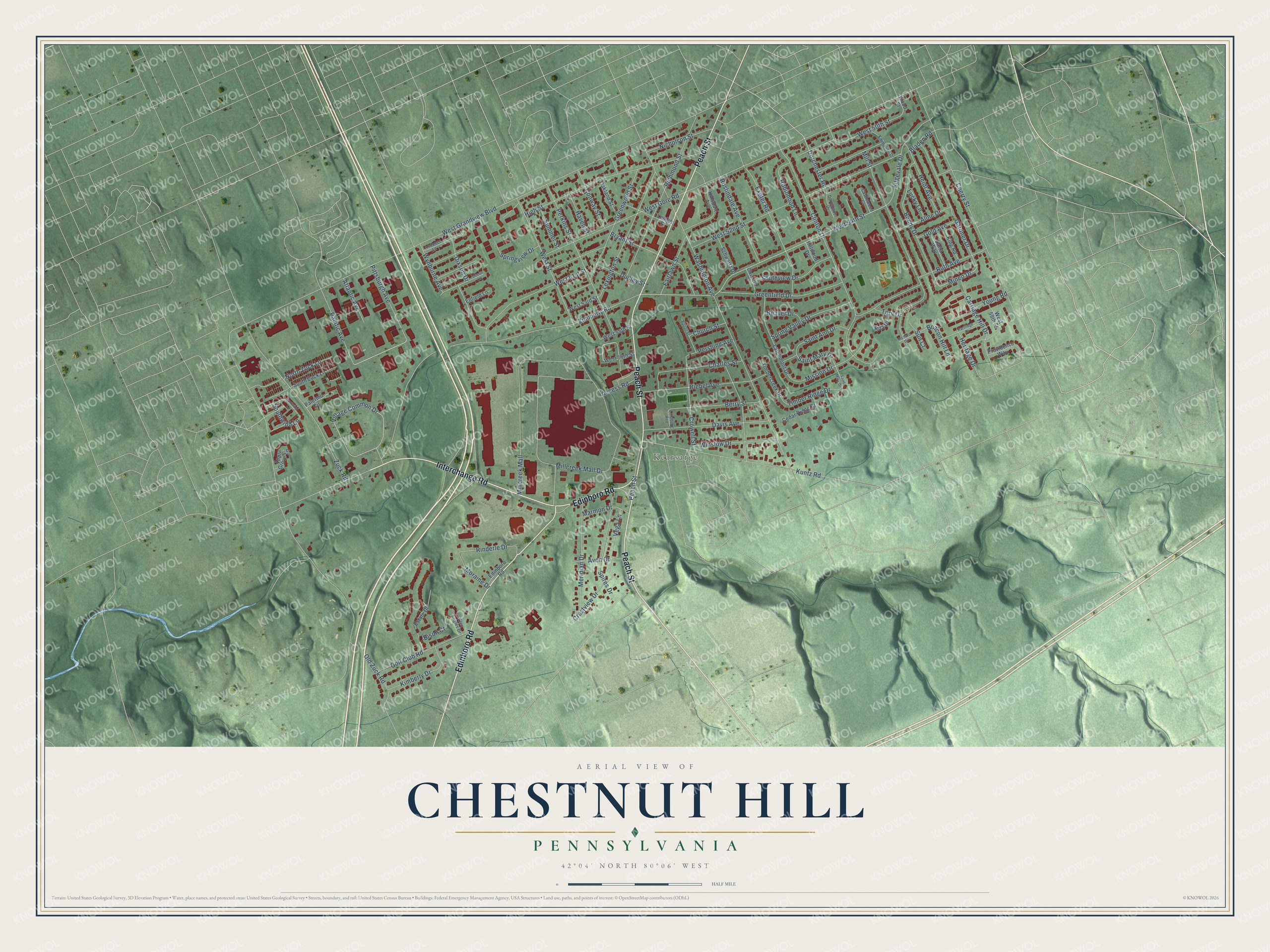 Watermarked full-map preview of Chestnut Hill, Pennsylvania