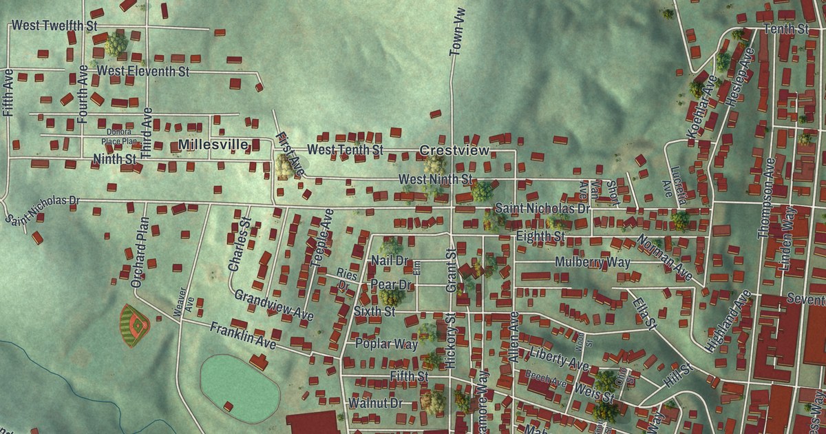 Map of Donora, Pennsylvania in 2026