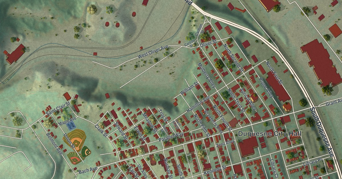 Map of Duquesne, Pennsylvania in 2026