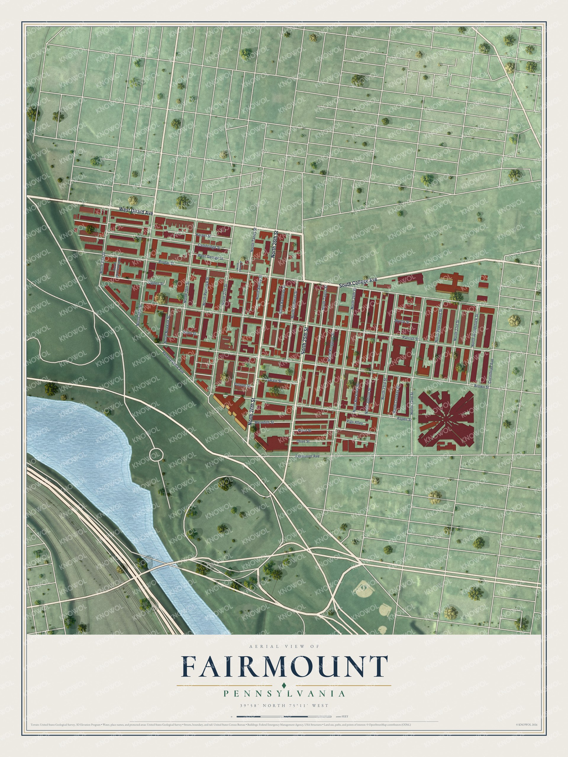 Watermarked full-map preview of Fairmount, Pennsylvania