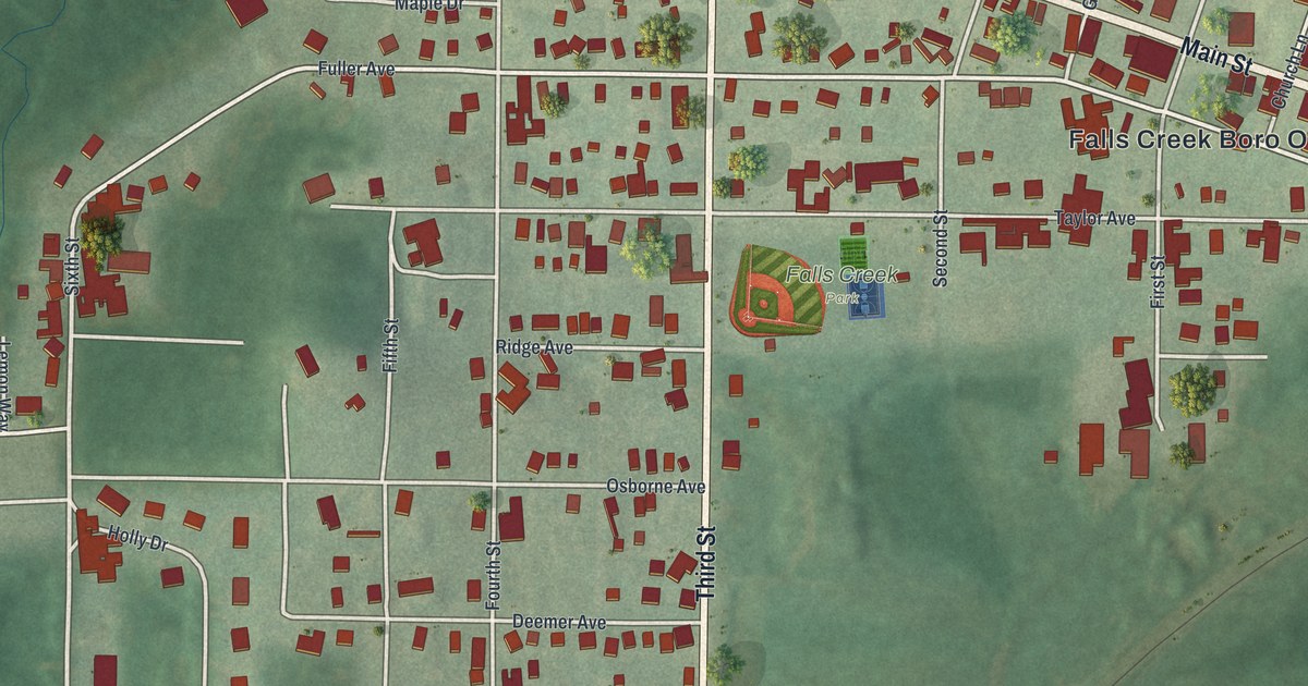 Map of Falls Creek, Pennsylvania in 2026