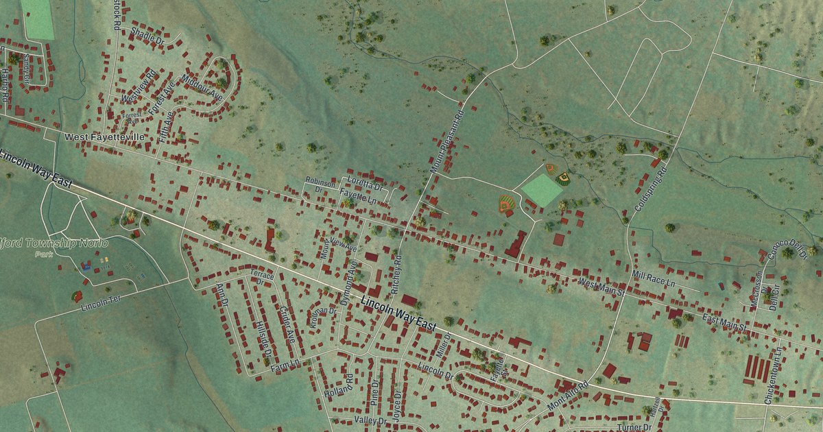 Map of Fayetteville, Pennsylvania in 2026