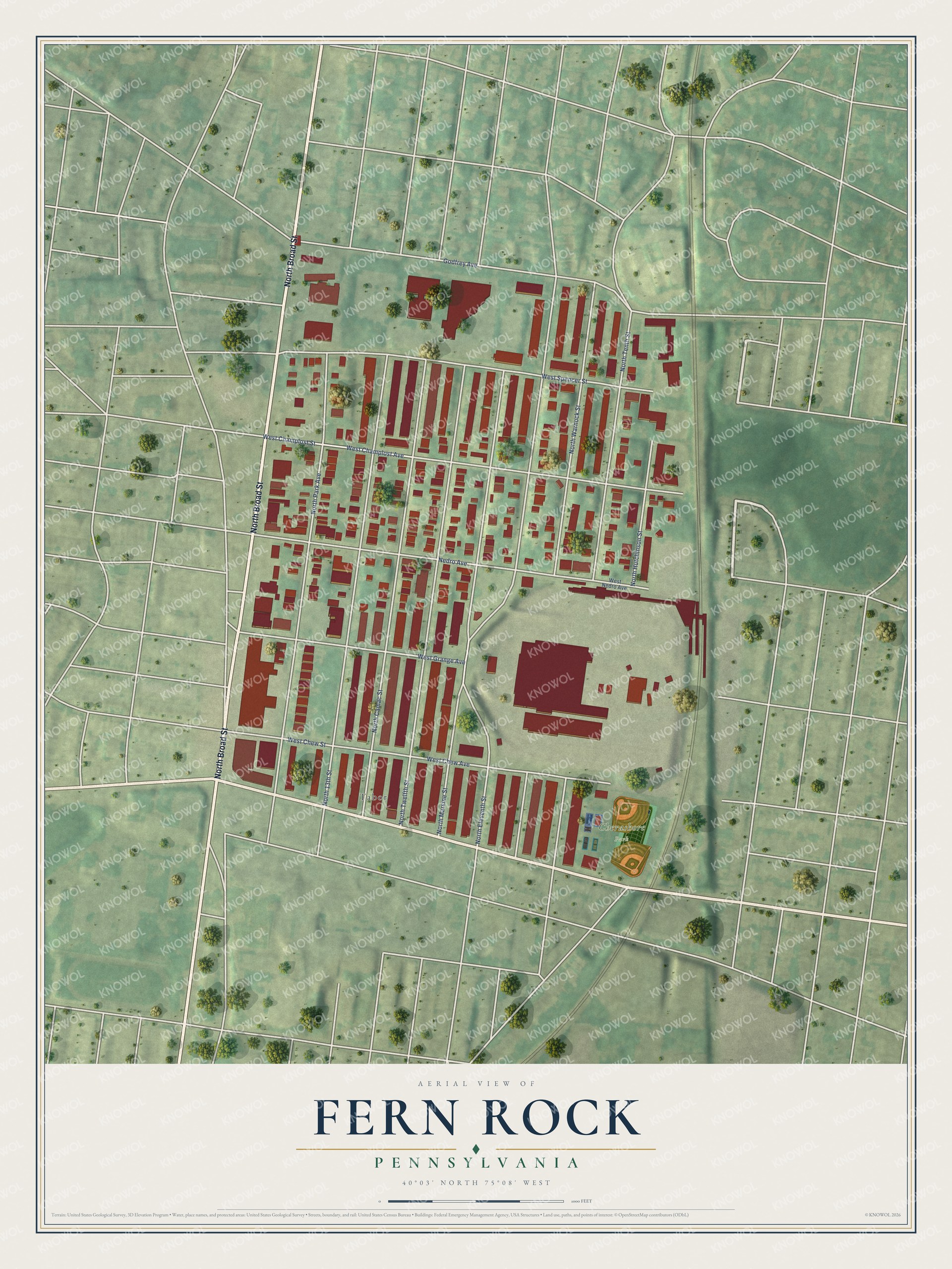 Watermarked full-map preview of Fern Rock, Pennsylvania