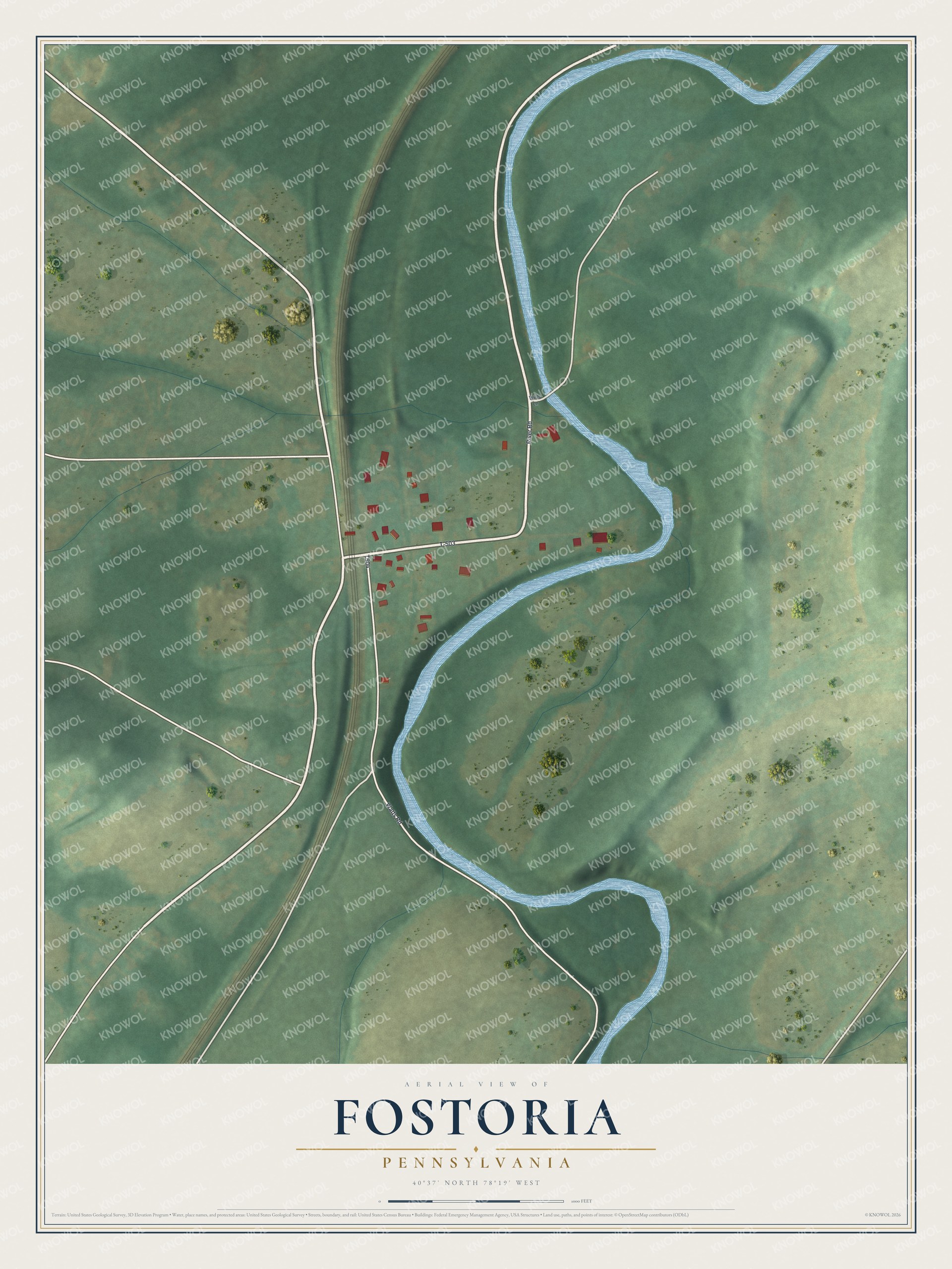 Watermarked full-map preview of Fostoria, Pennsylvania