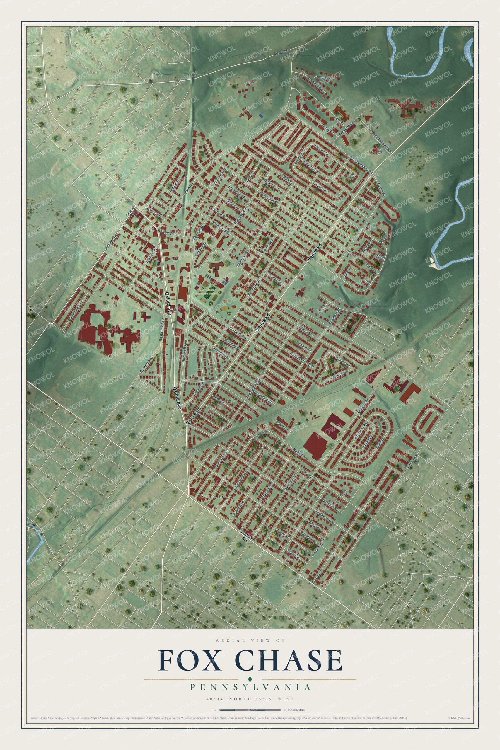 Watermarked full-map preview of Fox Chase, Pennsylvania