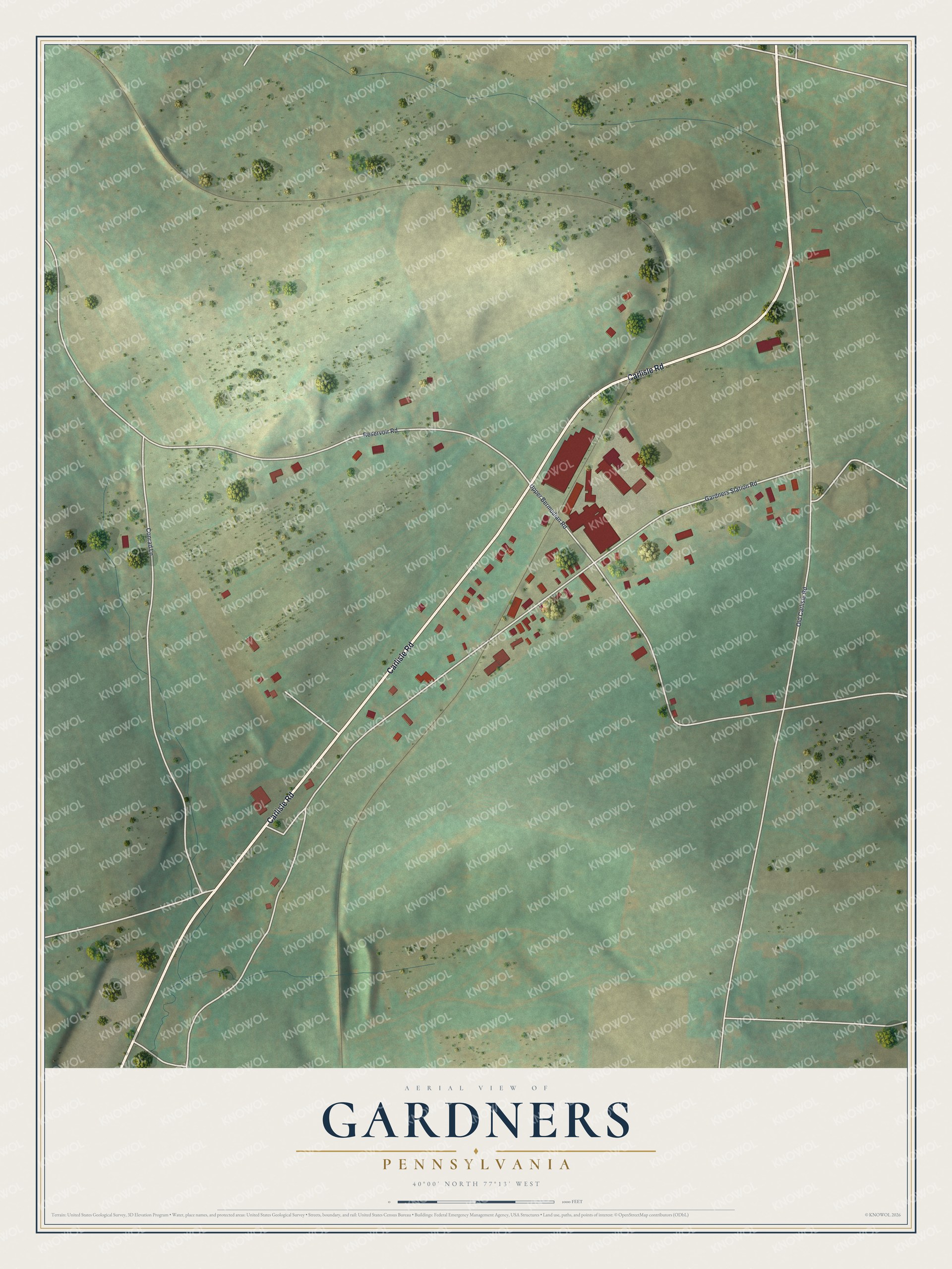 Watermarked full-map preview of Gardners, Pennsylvania