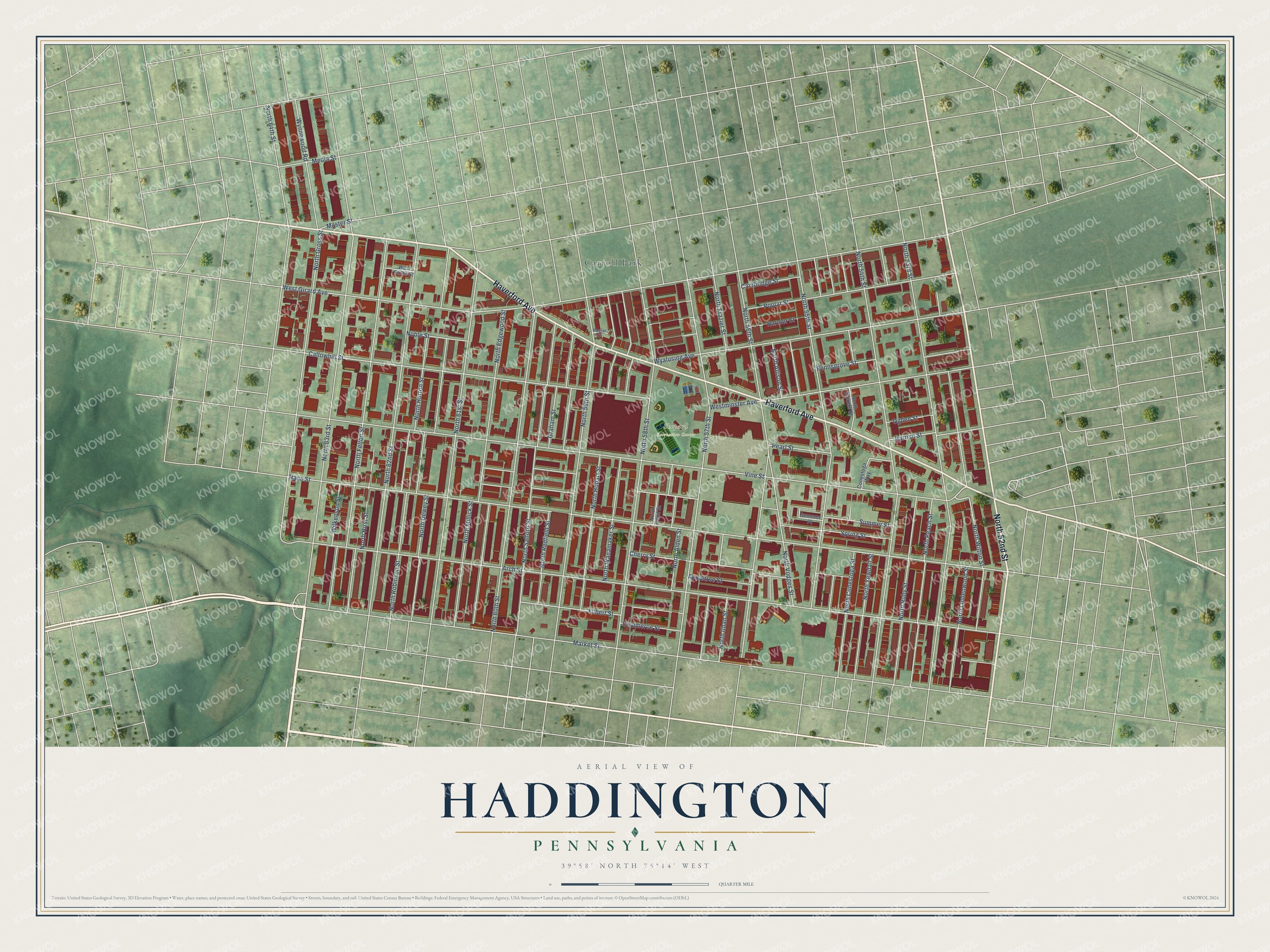 Watermarked full-map preview of Haddington, Pennsylvania