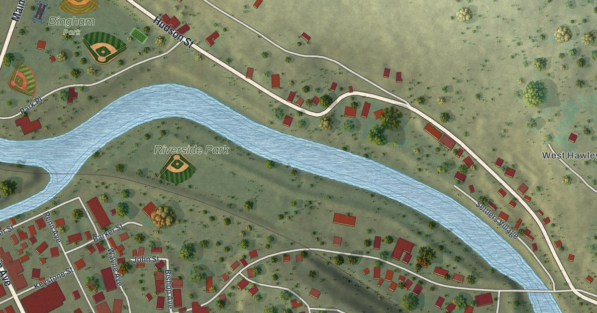 Map of Hawley, Pennsylvania in 2026