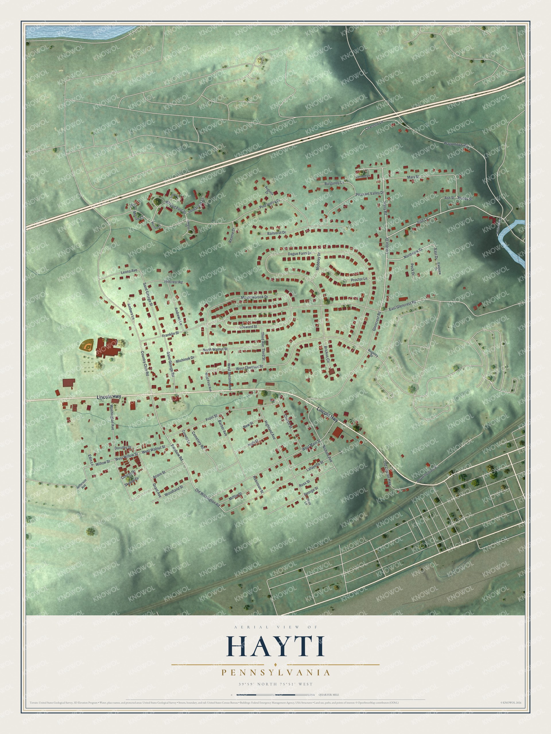 Watermarked full-map preview of Hayti, Pennsylvania