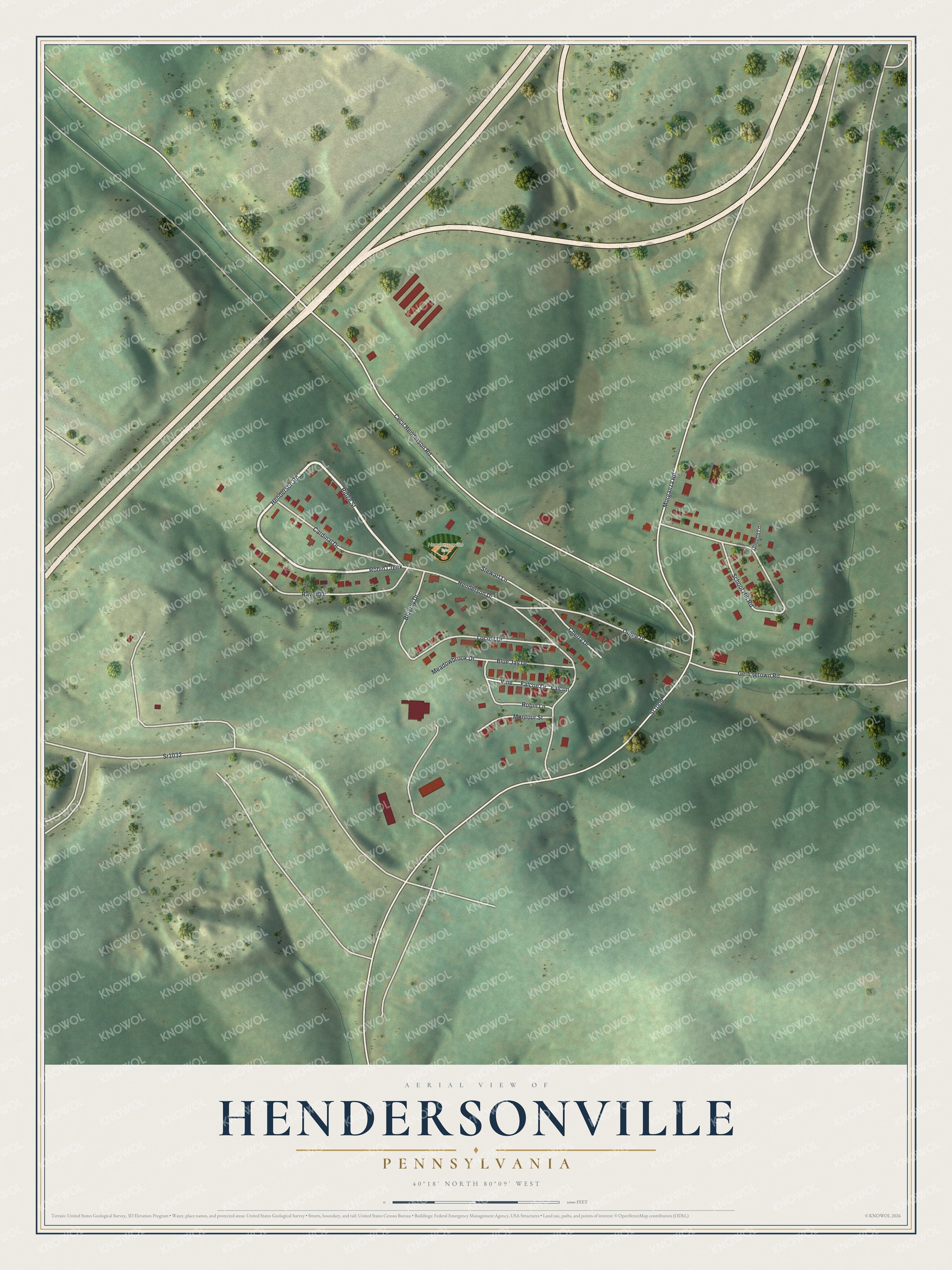 Watermarked full-map preview of Hendersonville, Pennsylvania