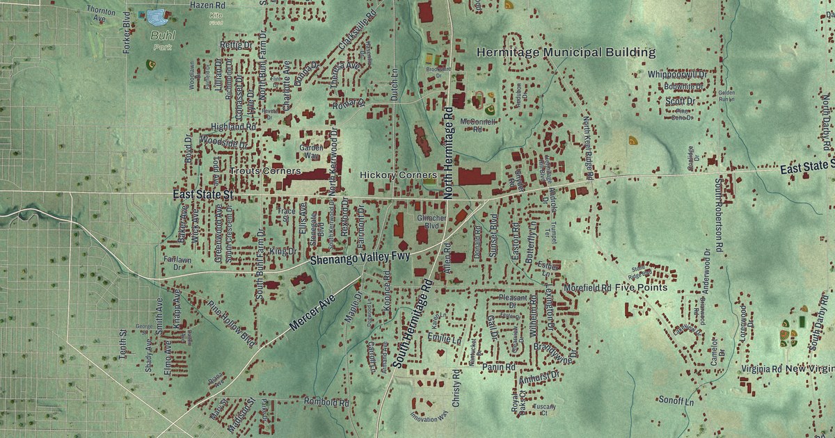 Map of Hermitage, Pennsylvania in 2026