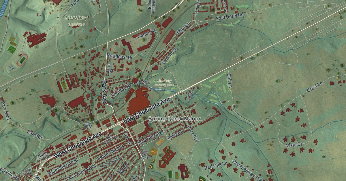 Map of Hershey, Pennsylvania in 2026