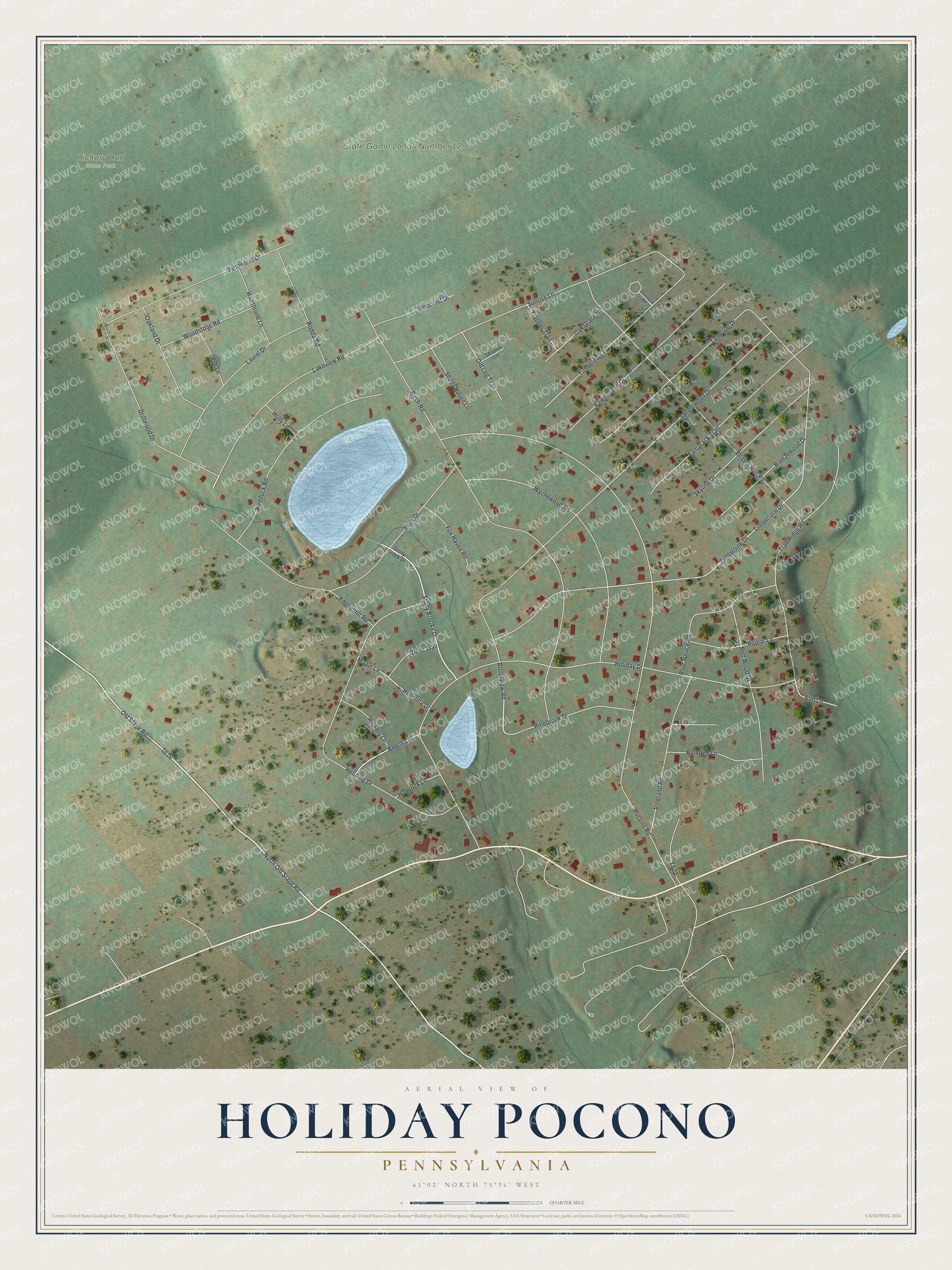 Watermarked full-map preview of Holiday Pocono, Pennsylvania