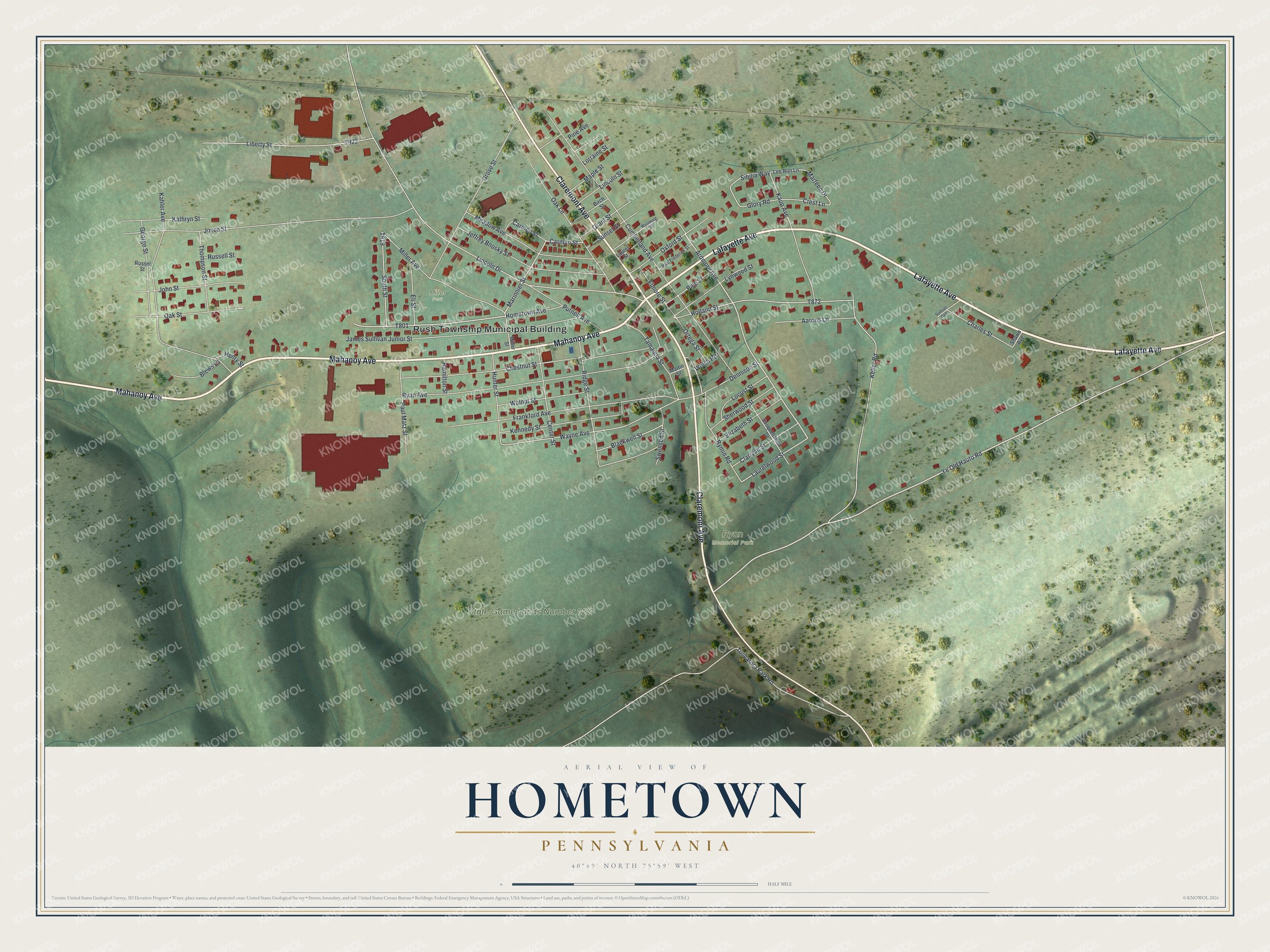 Watermarked full-map preview of Hometown, Pennsylvania