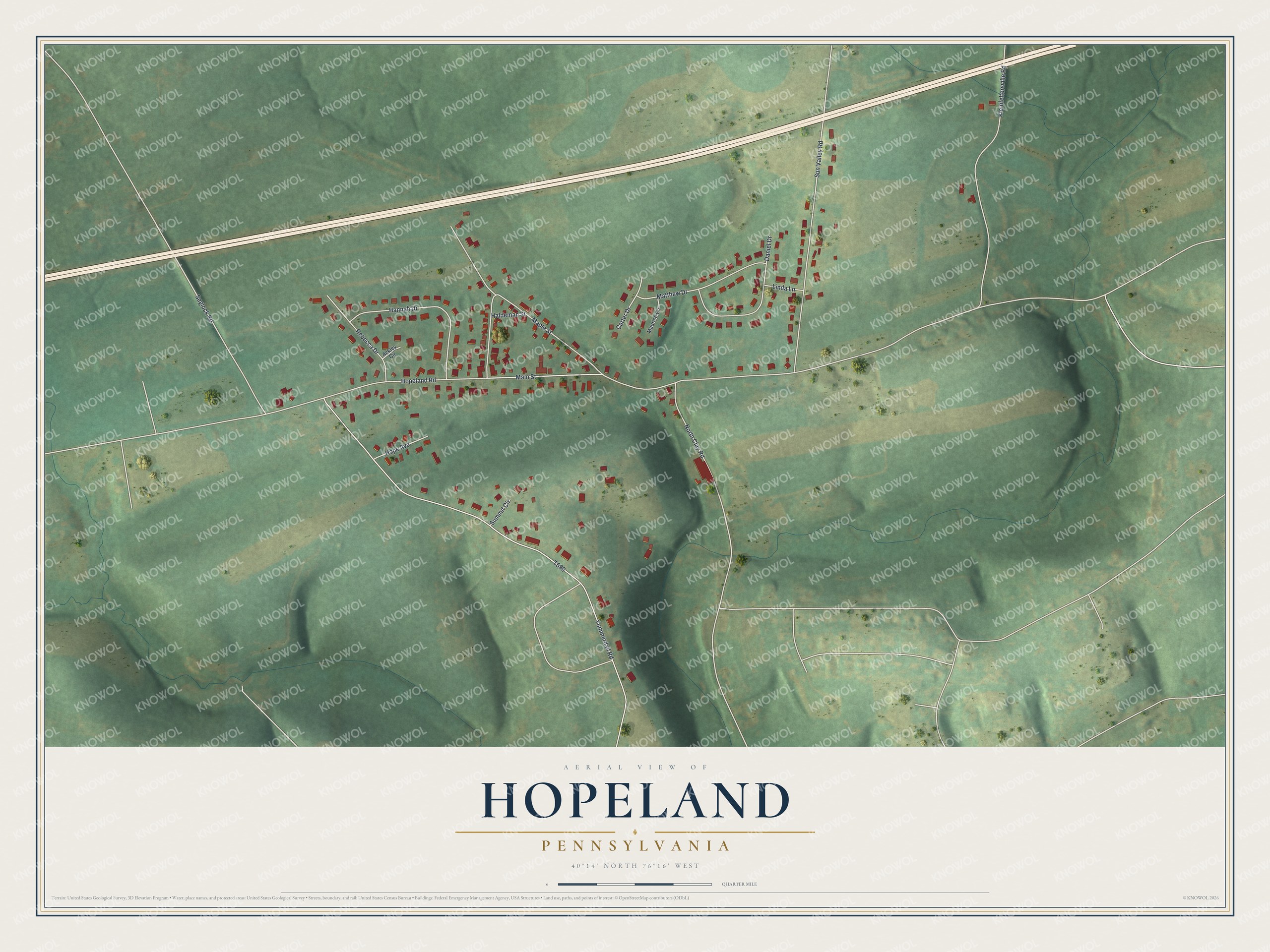 Watermarked full-map preview of Hopeland, Pennsylvania