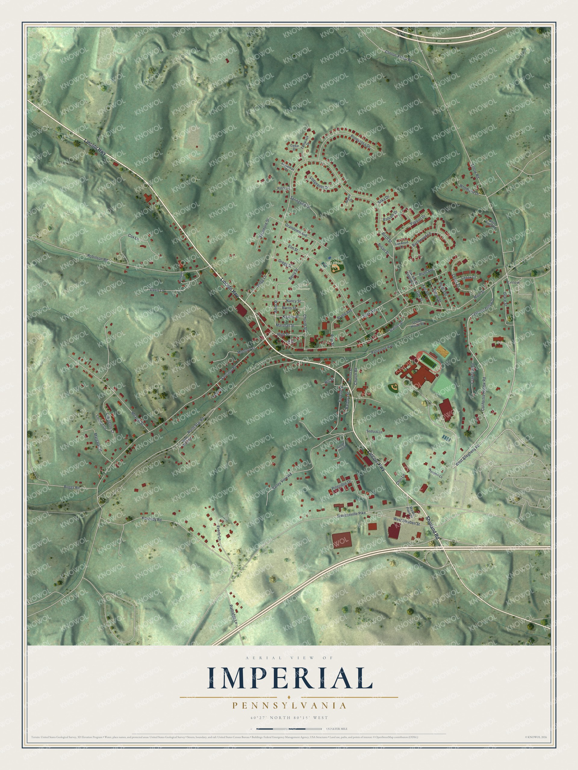 Watermarked full-map preview of Imperial, Pennsylvania