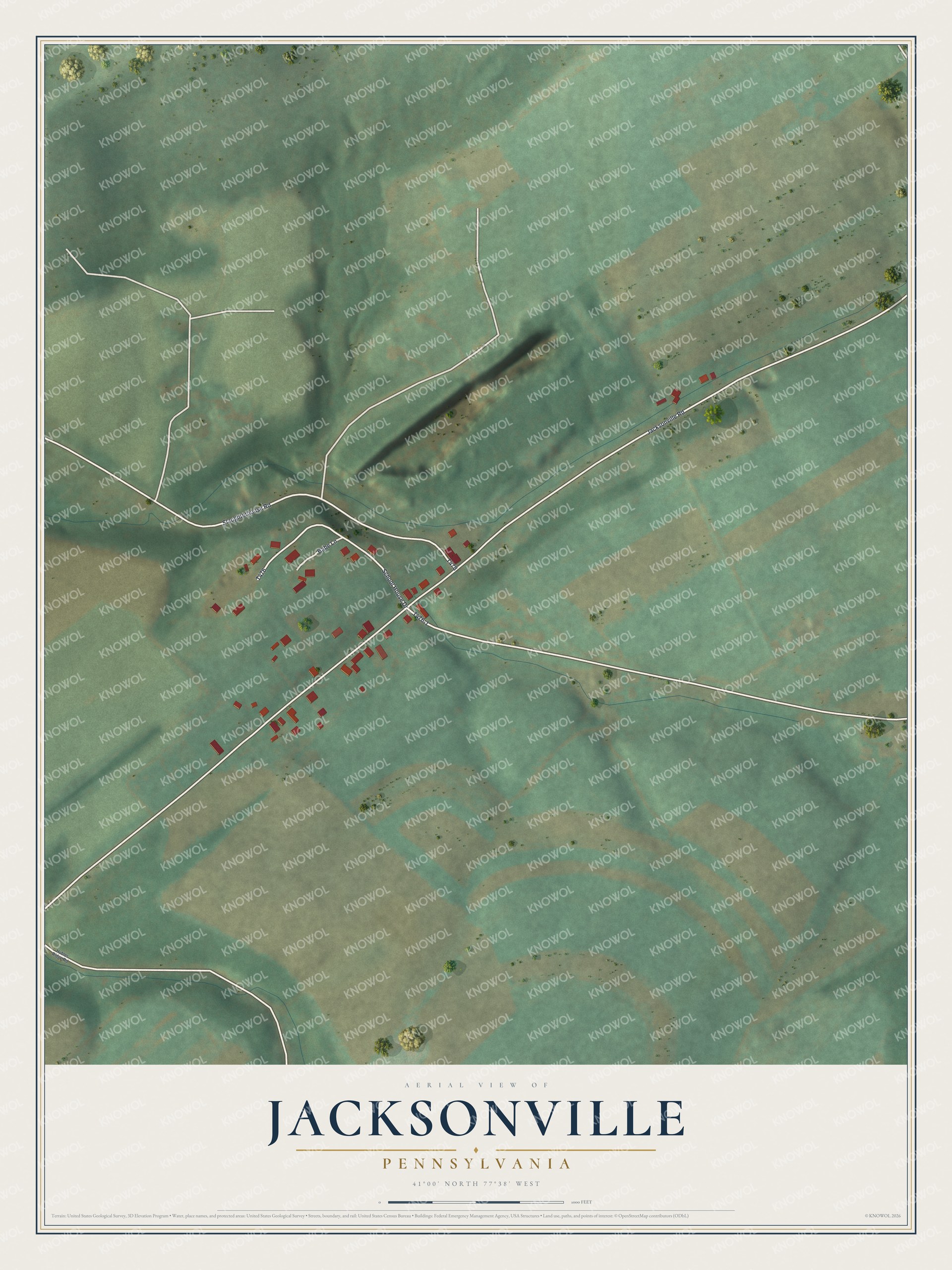 Watermarked full-map preview of Jacksonville, Pennsylvania