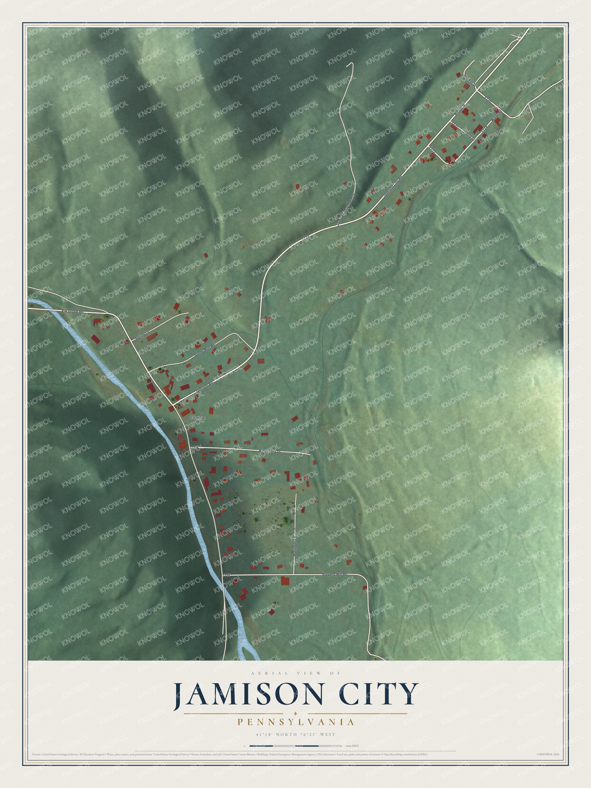 Watermarked full-map preview of Jamison City, Pennsylvania