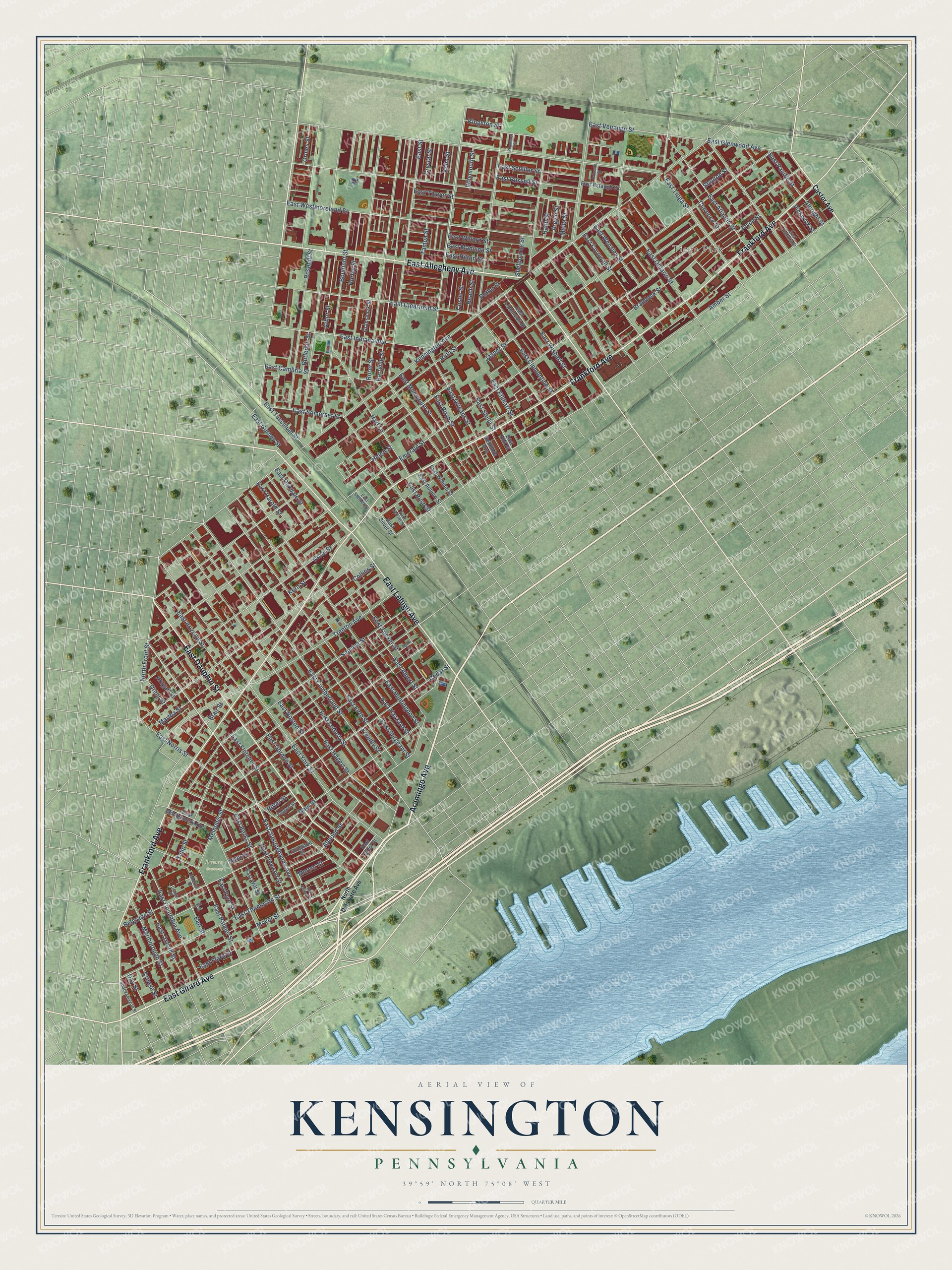 Watermarked full-map preview of Kensington, Pennsylvania