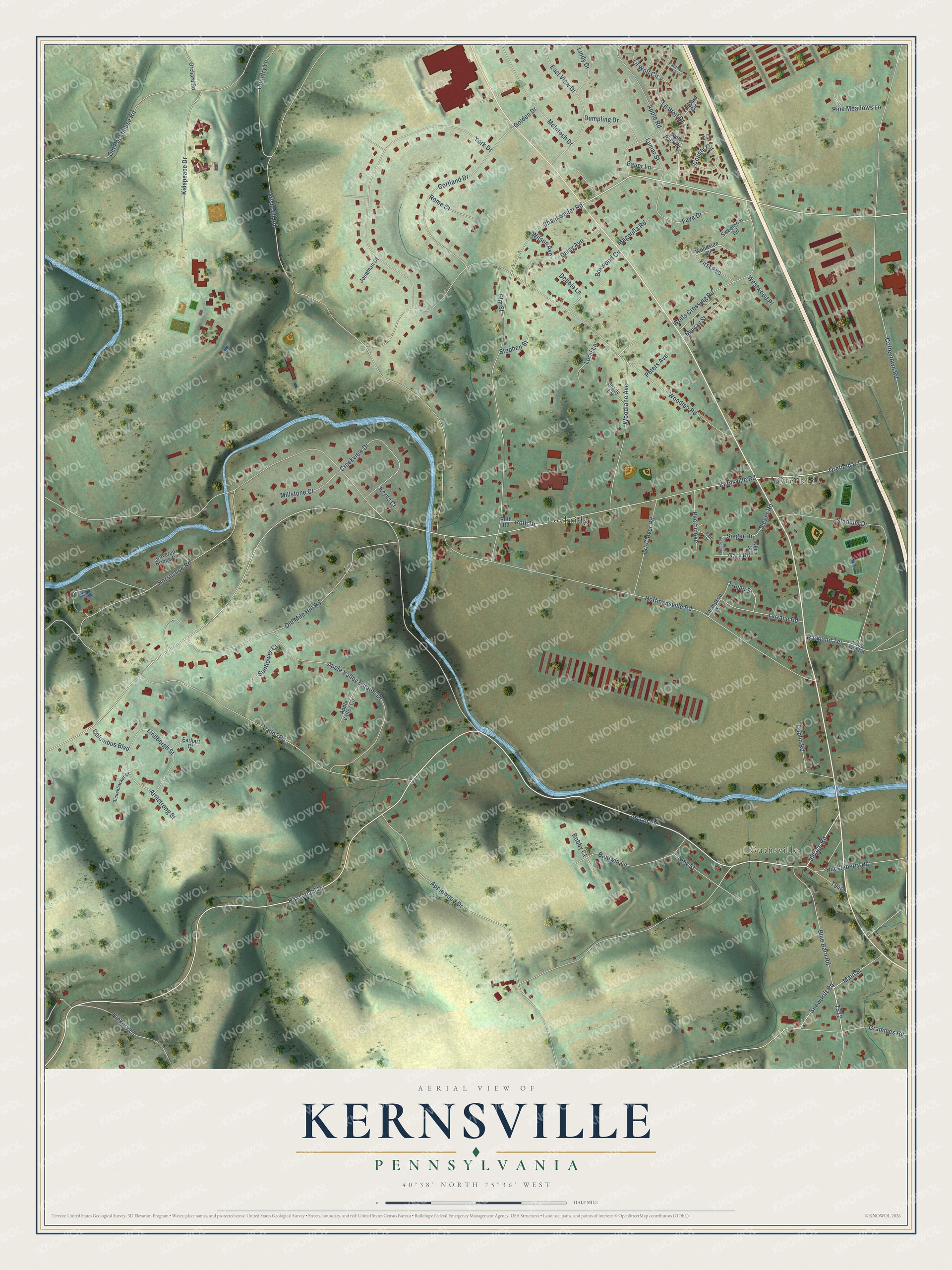 Watermarked full-map preview of Kernsville, Pennsylvania