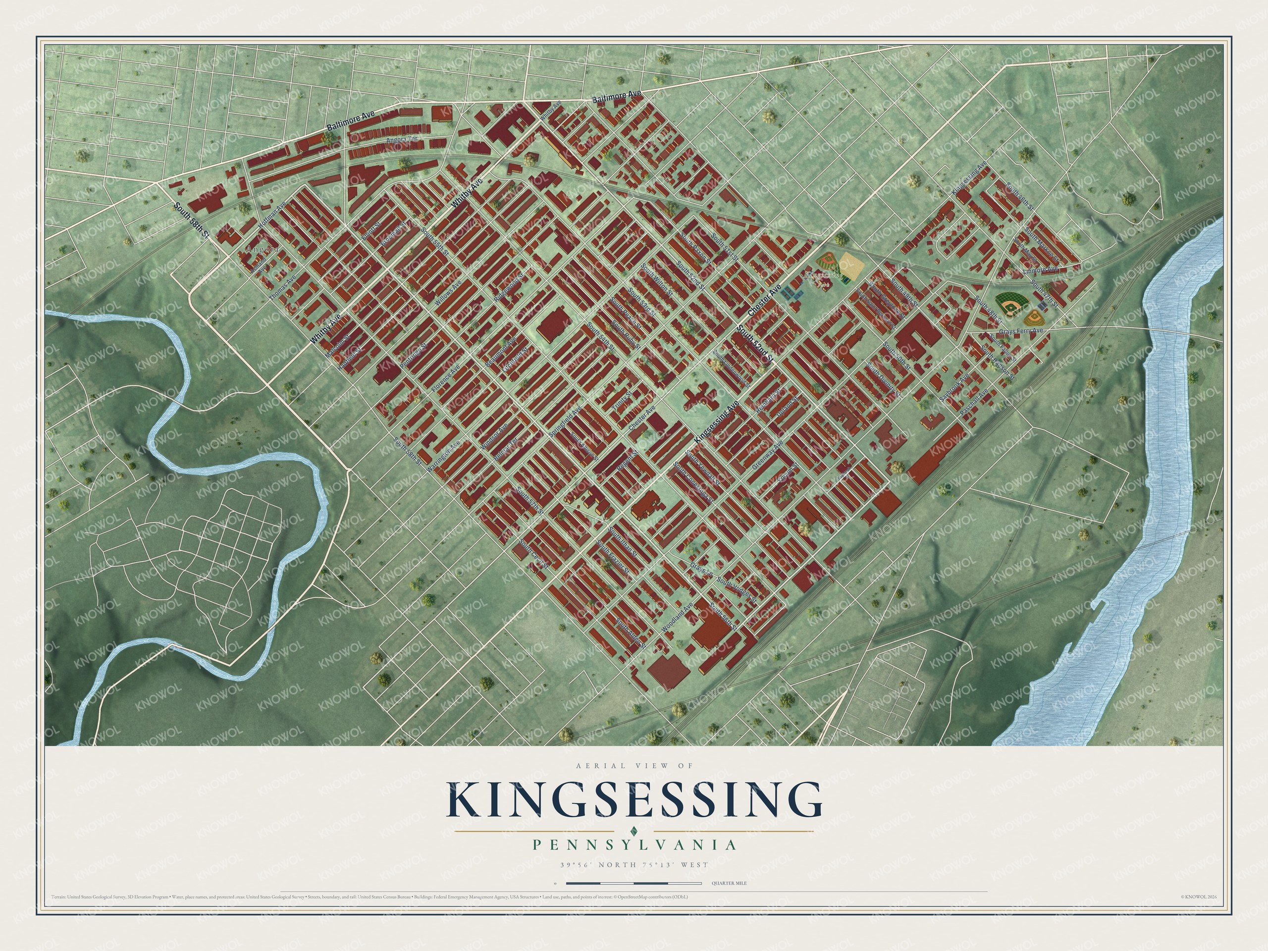 Watermarked full-map preview of Kingsessing, Pennsylvania