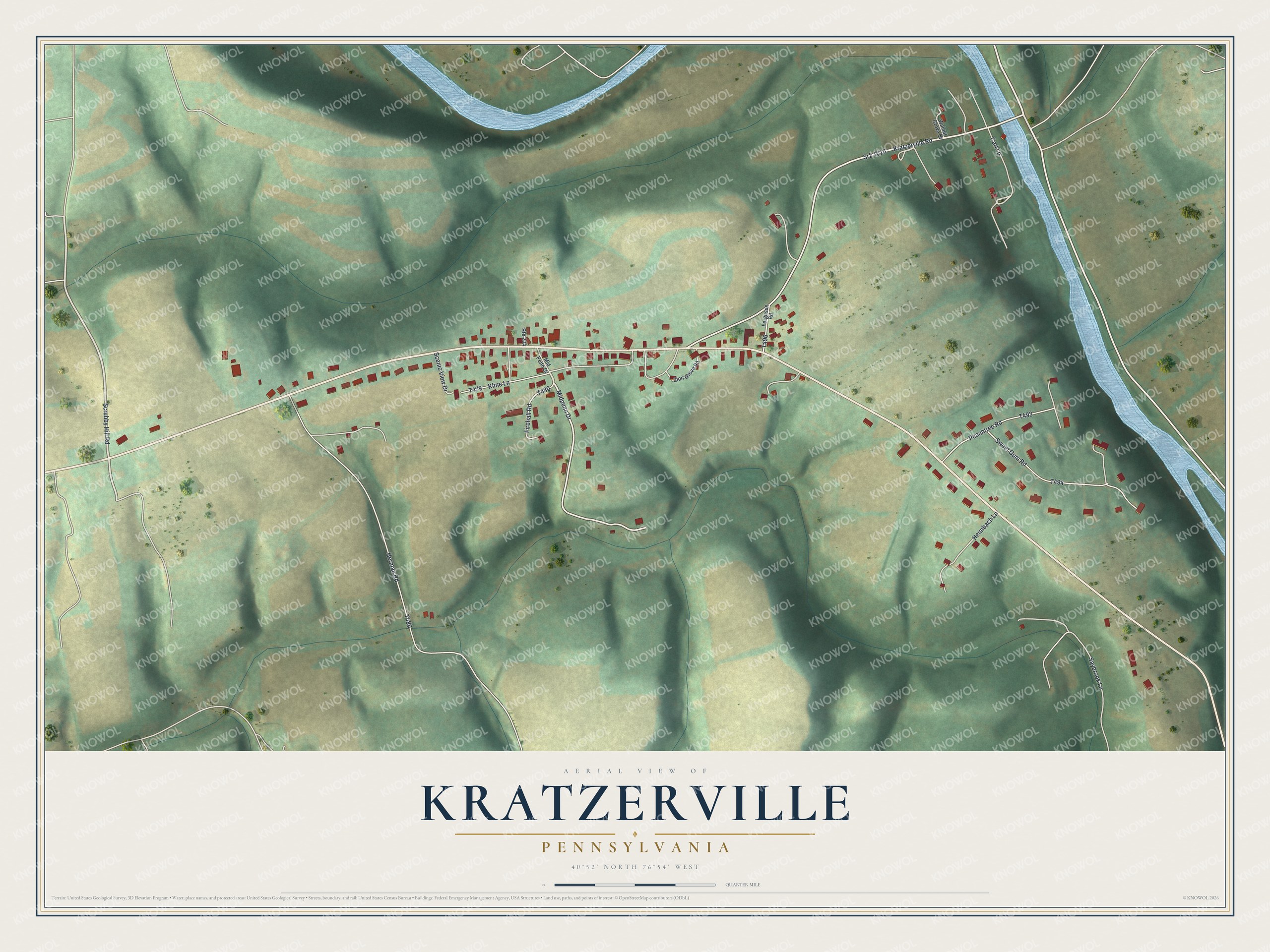 Watermarked full-map preview of Kratzerville, Pennsylvania