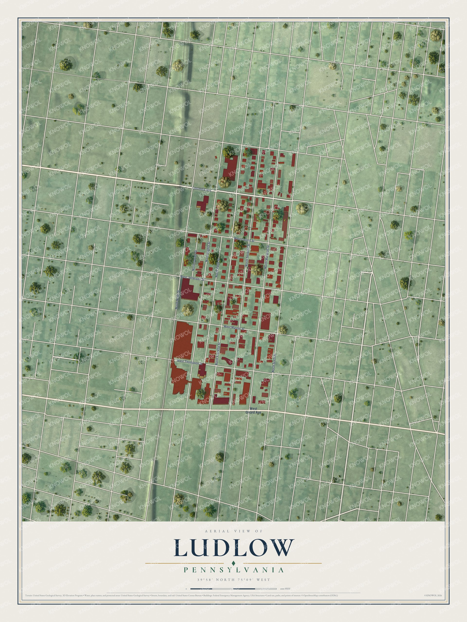Watermarked full-map preview of Ludlow, Pennsylvania